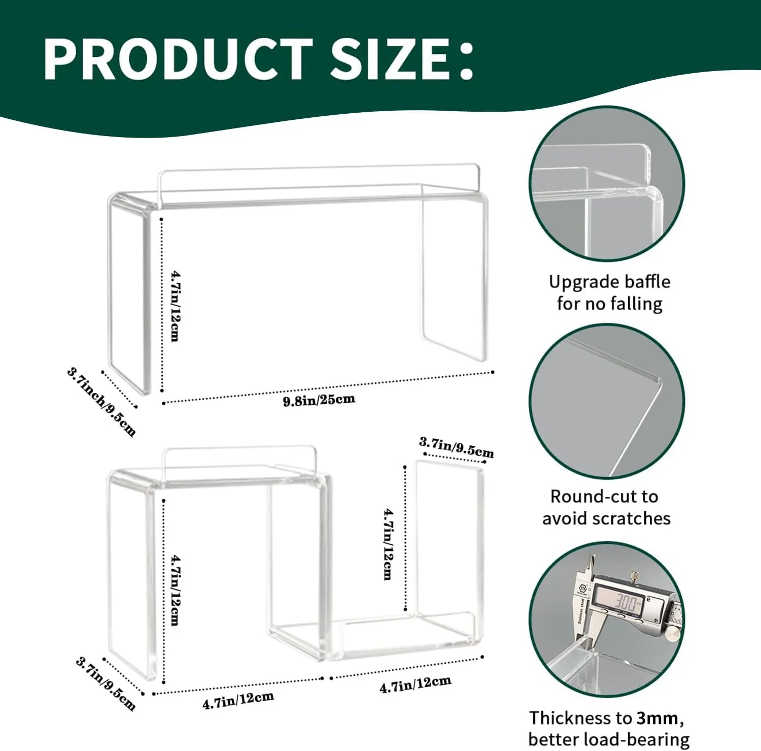 استند ادویه آشپزخانه اکرلیک Angju، قفسه سازمان دهنده کابینت 3 تکه، استند ادویه، قفسه های پیشخوان، سازمان دهنده های روی میز، سازمان دهنده شفاف پلاستیکی برای لوازم آرایش، حمام، کمد، میز، انبار
