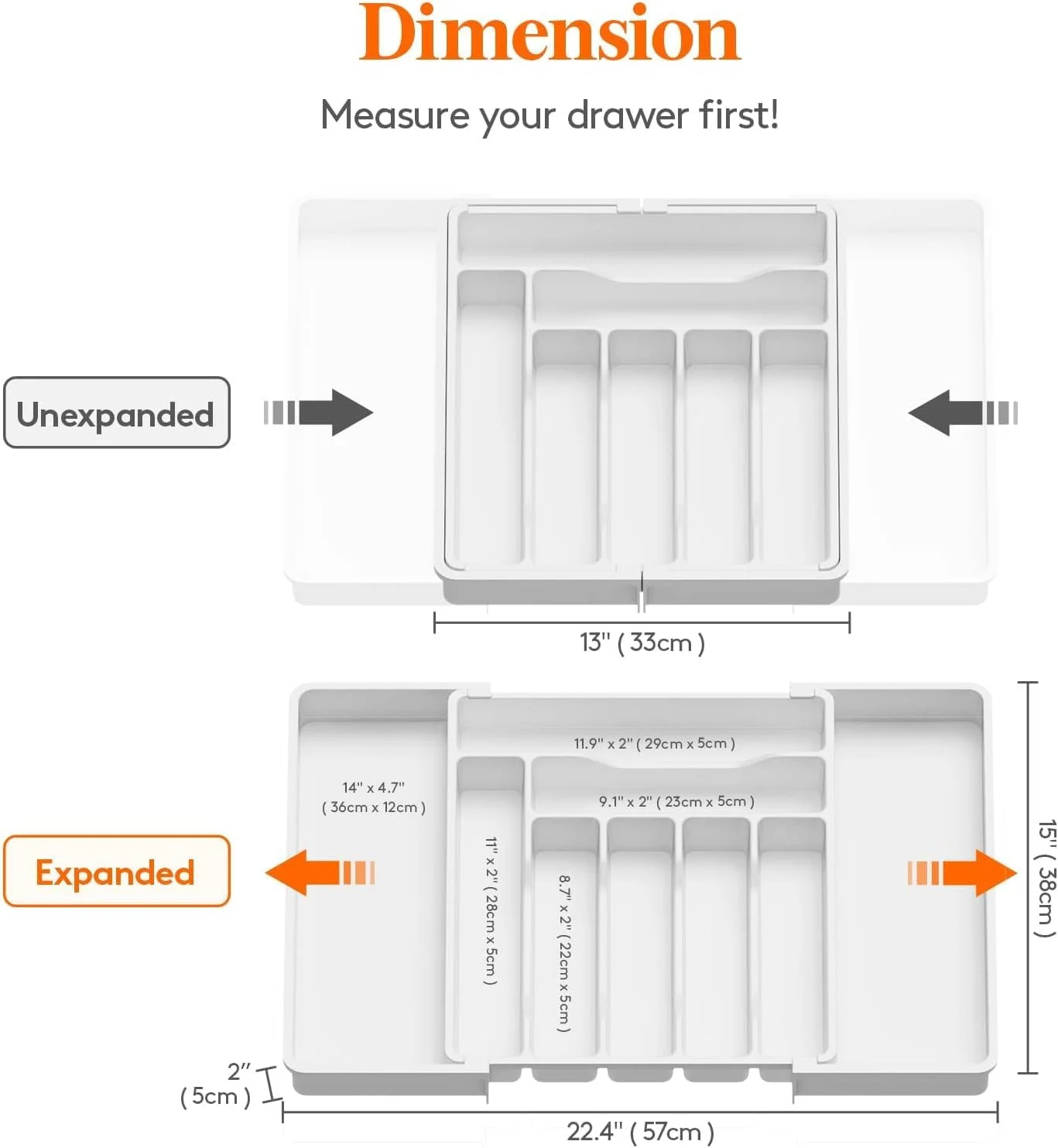 ارگانایزر لوازم آشپزخانه برای کشو، سینی لوازم پخت و پز قابل گسترش، نگهدارنده کارد و چنگال و قاشق قابل تنظیم، تقسیم کننده پلاستیکی برای نگهداری ابزار و وسایل آشپزخانه، بزرگ (سفید) ارگانایزر لوازم آشپزخانه برای کشو، سینی لوازم پخت و پز قابل گسترش، نگهدارنده کارد و چنگال و قاشق قابل تنظیم، تقسیم کننده پلاستیکی برای نگهداری ابزار و وسایل آشپزخانه، بزرگ (سفید)