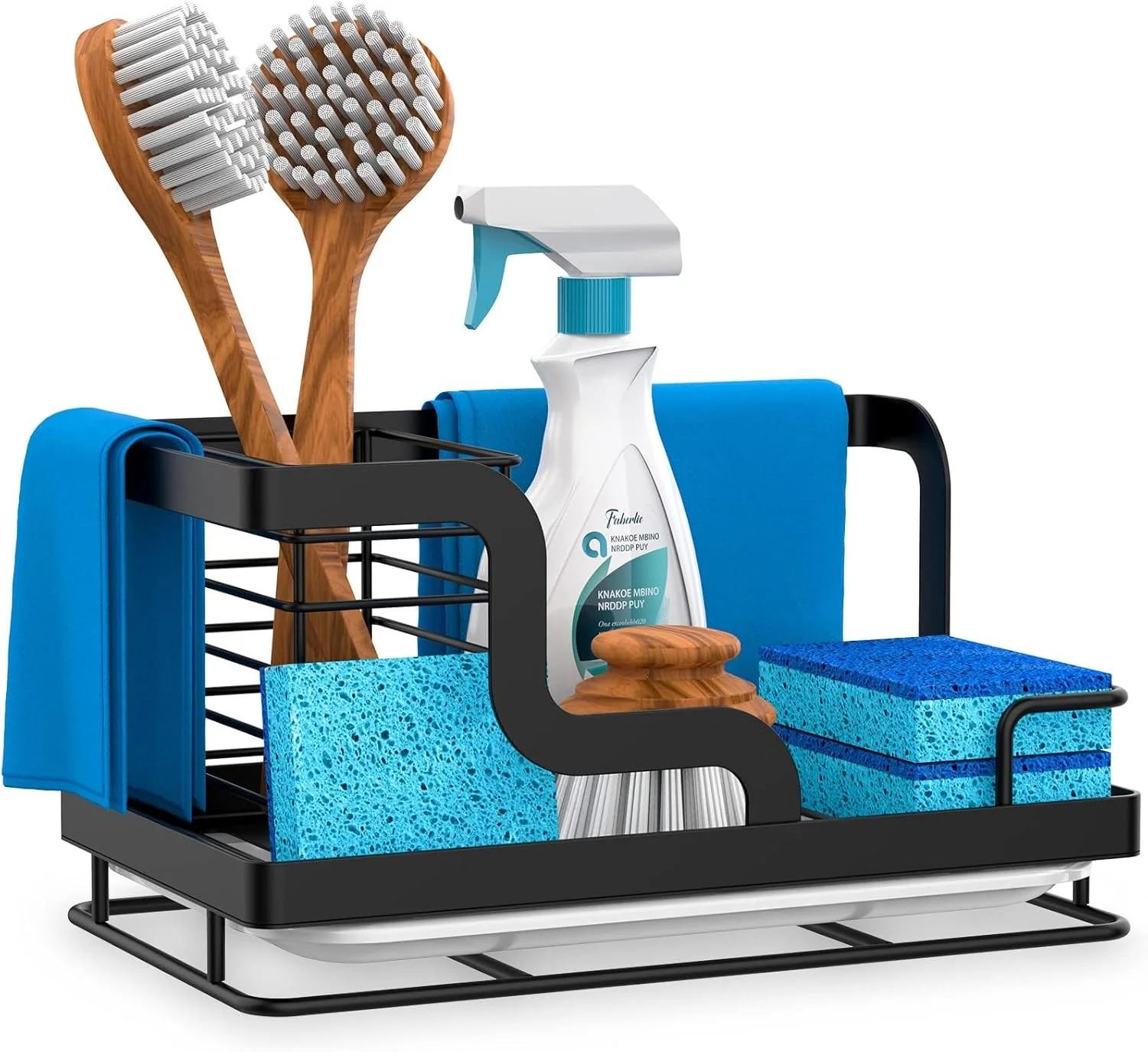 آبچکان سینک ظرفشویی آزونه، جا اسکاچی، جا مایع ظرفشویی با سینی تخلیه آب جداشدنی، سبد استیل لوازم جانبی آشپزخانه برای دستمال ظرف، سیم ظرفشویی - مشکی آبچکان سینک ظرفشویی آزونه، جا اسکاچی، جا مایع ظرفشویی با سینی تخلیه آب جداشدنی، سبد استیل لوازم جانبی آشپزخانه برای دستمال ظرف، سیم ظرفشویی - مشکی