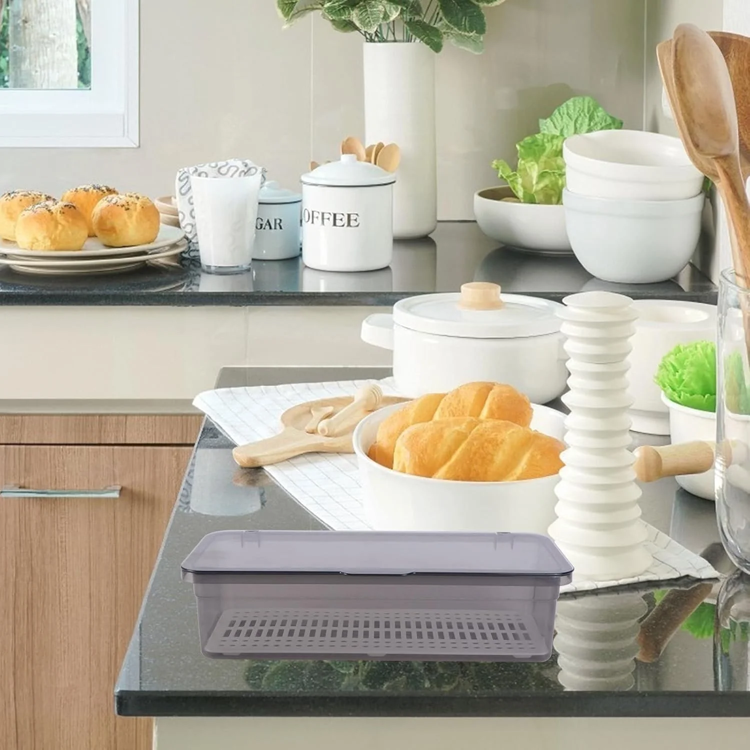 جعبه نگهداری و آبکش چاپستیک SHINEOFI، سازمان دهنده ظروف پلاستیکی، ظرف نگهداری لوازم آشپزخانه با درب، 27x11.5x6.7 سانتیمتر جعبه نگهداری و آبکش چاپستیک SHINEOFI، سازمان دهنده ظروف پلاستیکی، ظرف نگهداری لوازم آشپزخانه با درب، 27x11.5x6.7 سانتیمتر