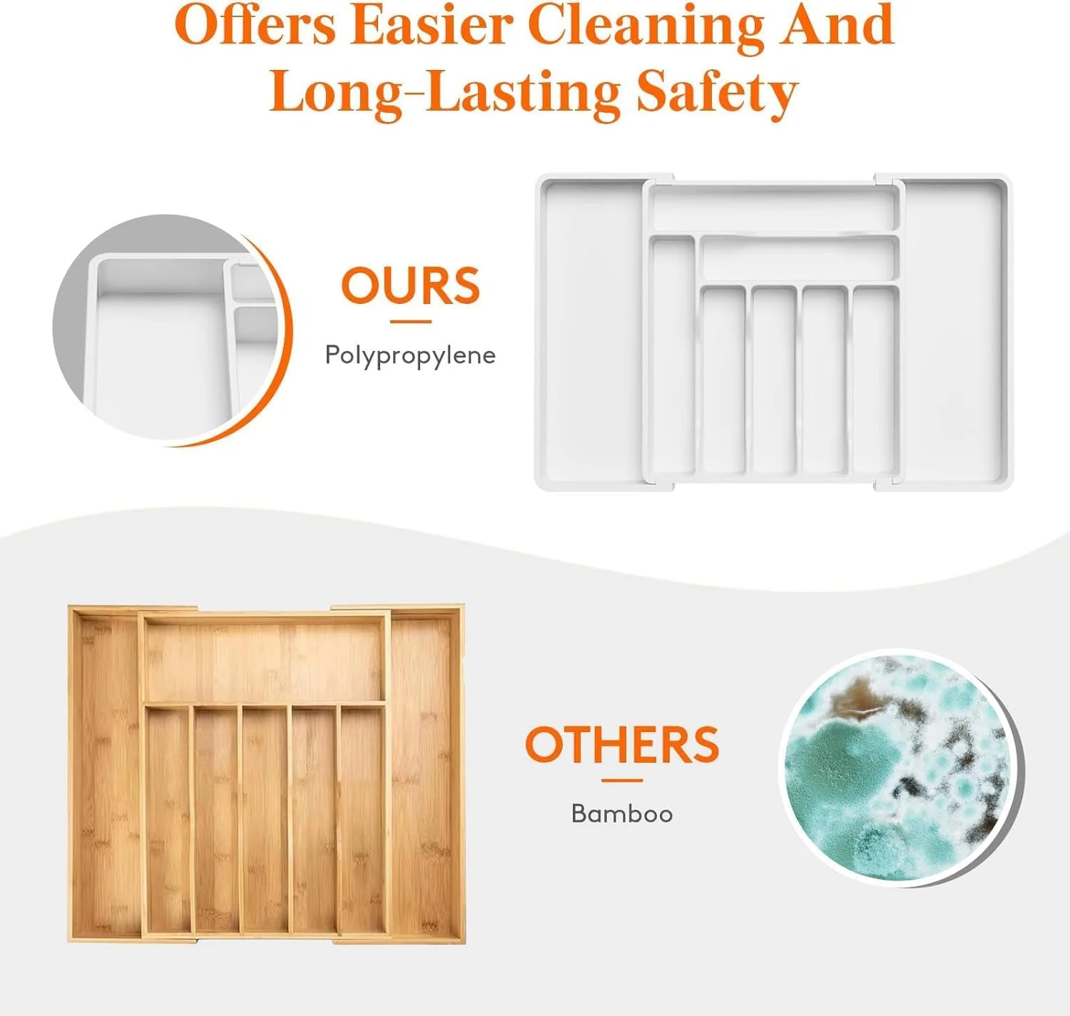 ارگانایزر لوازم آشپزخانه برای کشو، سینی لوازم پخت و پز قابل گسترش، نگهدارنده کارد و چنگال و قاشق قابل تنظیم، تقسیم کننده پلاستیکی برای نگهداری ابزار و وسایل آشپزخانه، بزرگ (سفید) ارگانایزر لوازم آشپزخانه برای کشو، سینی لوازم پخت و پز قابل گسترش، نگهدارنده کارد و چنگال و قاشق قابل تنظیم، تقسیم کننده پلاستیکی برای نگهداری ابزار و وسایل آشپزخانه، بزرگ (سفید)