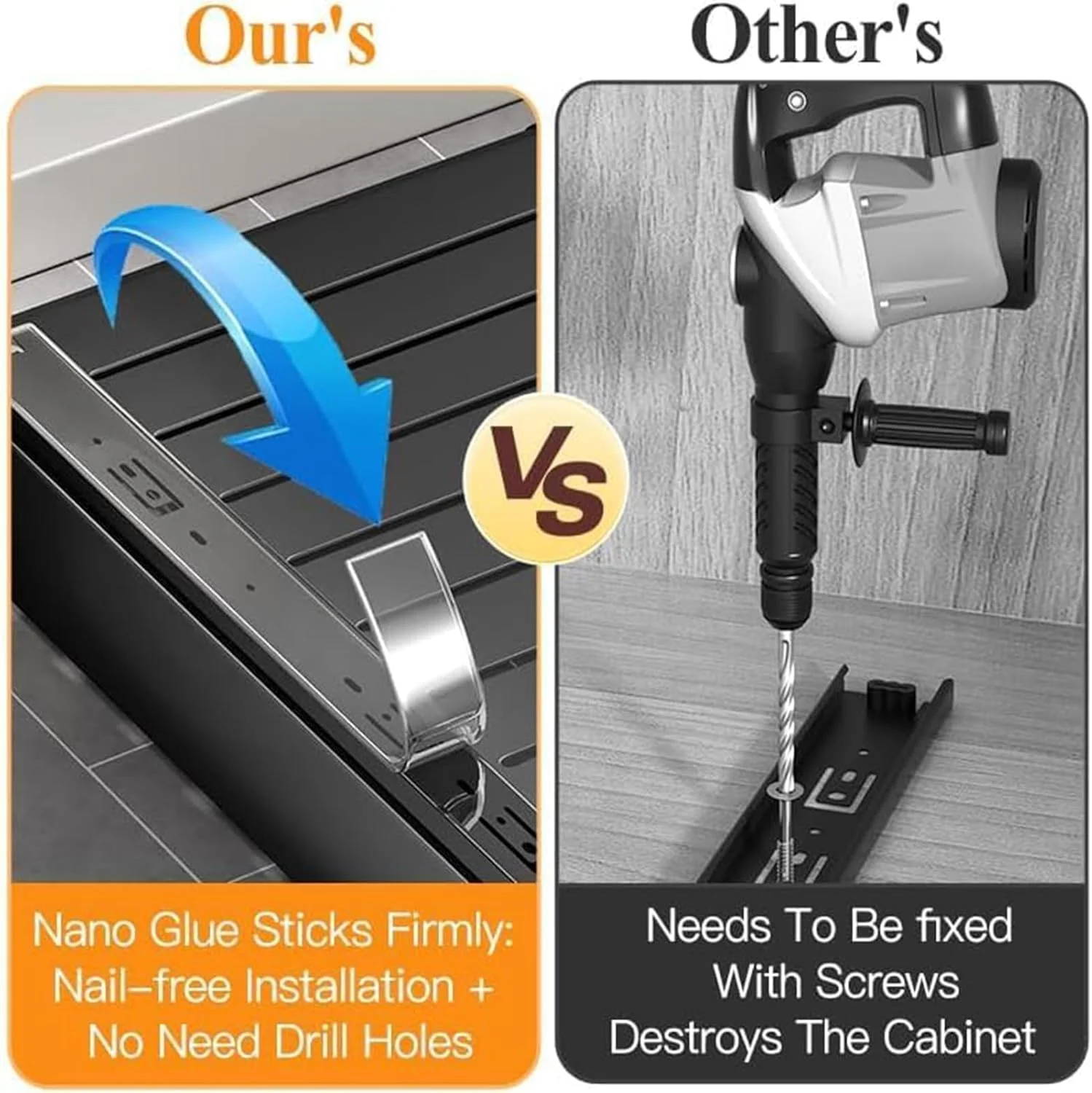 سازمان دهنده کابینت کشویی ANTOLE ثابت شده با نانو فیلم چسبی، قفسه های انباری کشویی قابل گسترش، سازمان دهنده ذخیره سازی آشپزخانه سنگین، قفسه انباری کشویی برای آشپزخانه (مشکی)