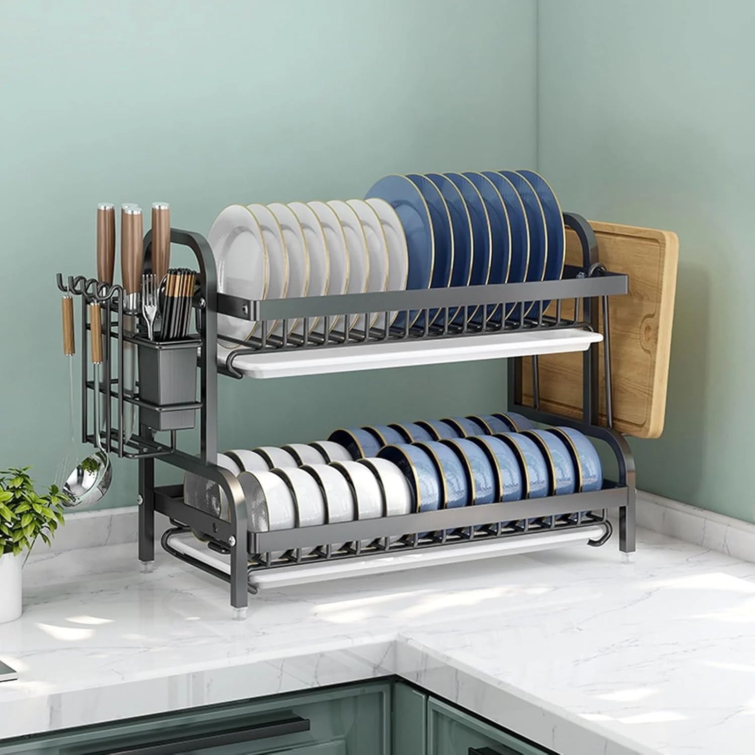 آبچکان 2 طبقه نِتِل، آبگیر ظروف با عرض 56 سانتی متر، استند آبچکان کم جا برای آشپزخانه، ارگانایزر آشپزخانه با ظرفیت بزرگ به همراه سینی تخلیه آب، آبچکان بشقاب فولاد کربنی به همراه جا قاشقی آبچکان 2 طبقه نِتِل، آبگیر ظروف با عرض 56 سانتی متر، استند آبچکان کم جا برای آشپزخانه، ارگانایزر آشپزخانه با ظرفیت بزرگ به همراه سینی تخلیه آب، آبچکان بشقاب فولاد کربنی به همراه جا قاشقی