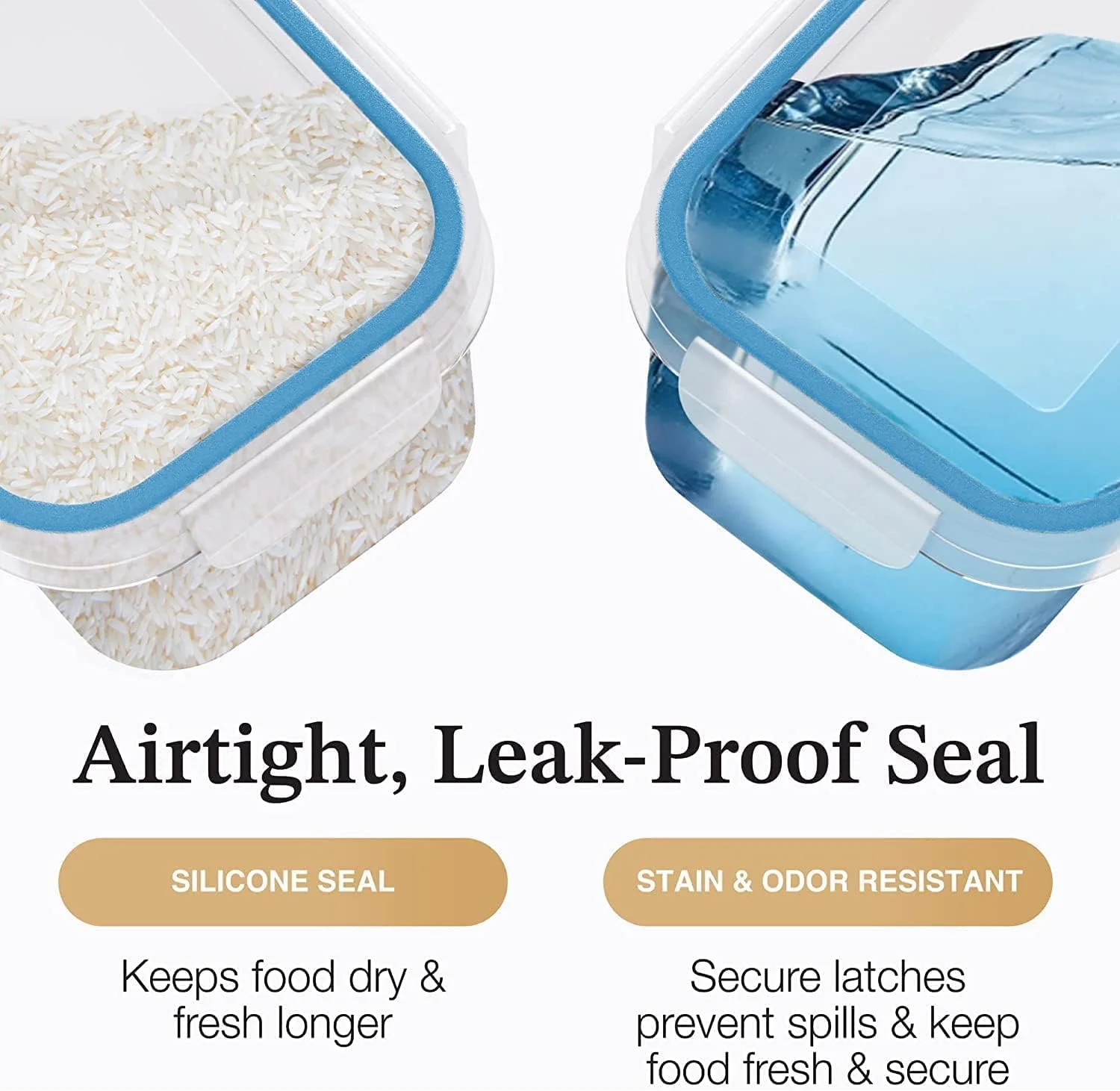 ظرف آماده سازی غذا TYCOM، ظرف نگهداری مواد غذایی درب دار، ظروف پلاستیکی قابل استفاده مجدد، جعبه های سازمان دهنده آشپزخانه قابل انباشت، ظروف Tupperware، فاقد BPA و قابل استفاده در مایکروویو، فریزر و ماشین ظرفشویی - 14 عدد آبی