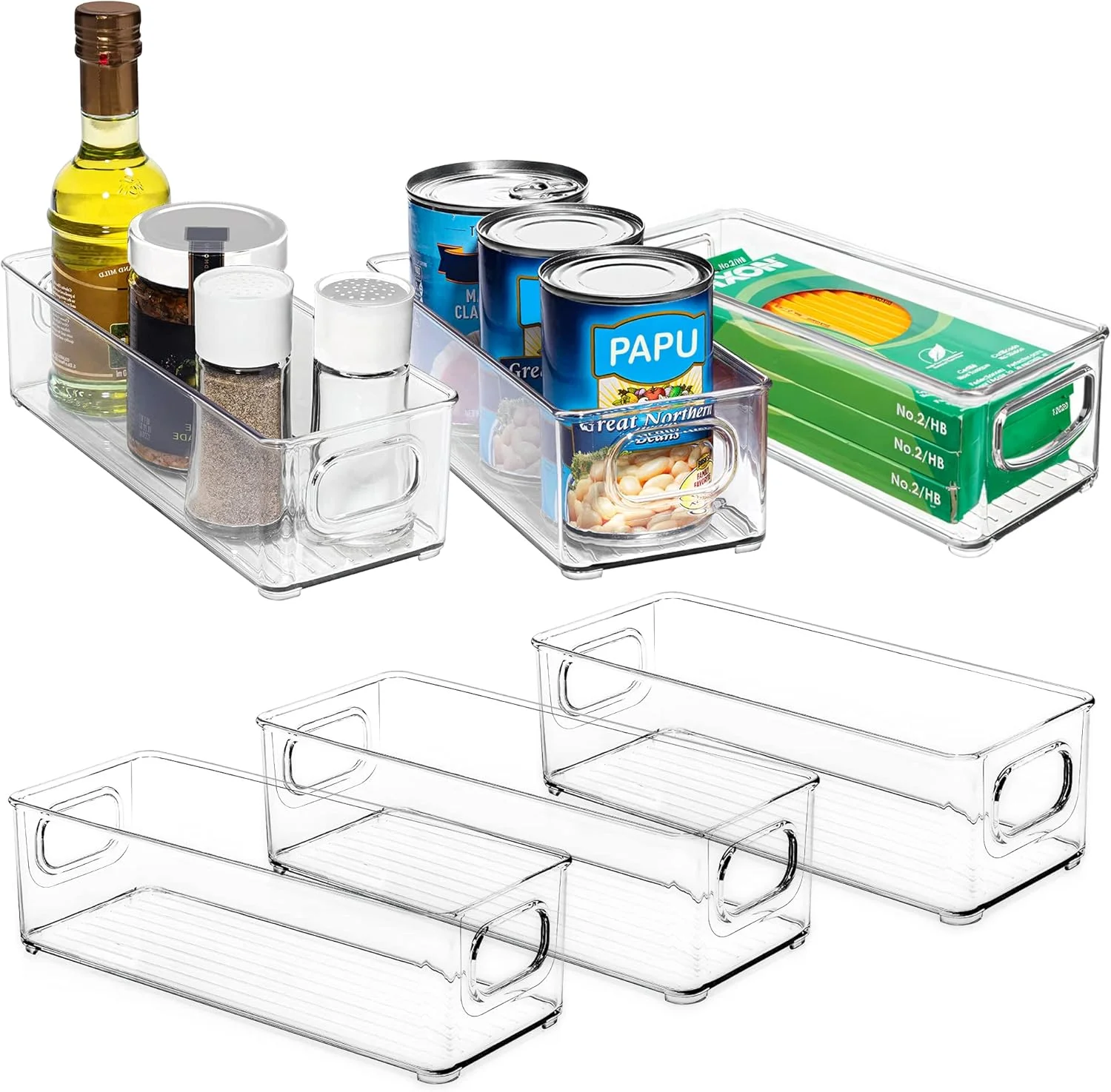 ای ورلد آنباکس هپینس، ست 6 تکه ظروف استوانه ای آشپزخانه و یخچال | نظم دهنده و ظروف نگهداری آشپزخانه | دارای کف ضخیم، دسته های منحنی | فاقد BPA و ساخته شده از مواد با گرید غذایی