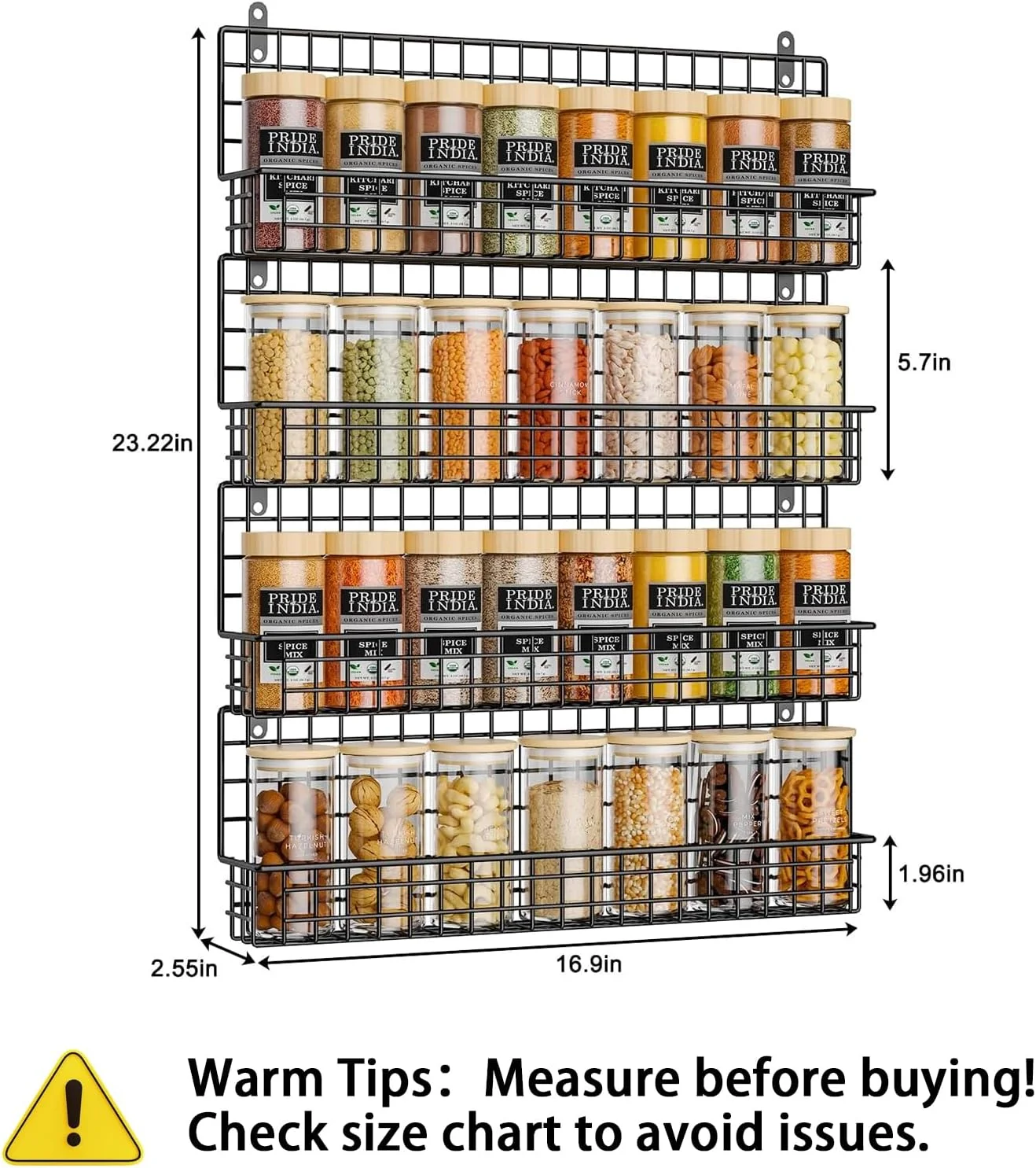 نگهدارنده ادویه X-cosrack، دیواری، 4 طبقه، قفسه های قابل چیدن برای نگهداری شیشه های ادویه، مناسب برای آشپزخانه و انبار، قابلیت نگهداری تا 36 شیشه (شماره ثبت اختراع: US D909,138 S) نگهدارنده ادویه X-cosrack، دیواری، 4 طبقه، قفسه های قابل چیدن برای نگهداری شیشه های ادویه، مناسب برای آشپزخانه و انبار، قابلیت نگهداری تا 36 شیشه (شماره ثبت اختراع: US D909,138 S)