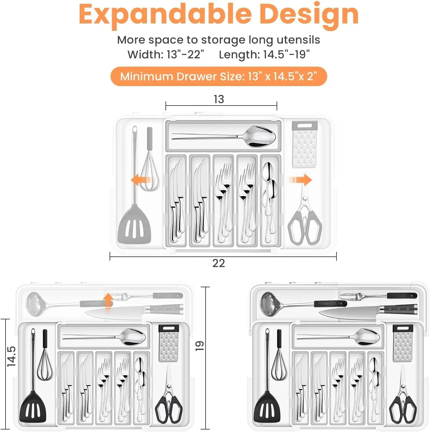 نکومی ارگنایزر بزرگتر کشو کارد و چنگال با 9 محفظه، ارگنایزر کشو آشپزخانه قابل گسترش 3 طرفه، ارگنایزر غیر لغزنده کشو لوازم، ارگنایزر بزرگ کشو برای قاشق، چنگال و چاقو (سفید) نکومی ارگنایزر بزرگتر کشو کارد و چنگال با 9 محفظه، ارگنایزر کشو آشپزخانه قابل گسترش 3 طرفه، ارگنایزر غیر لغزنده کشو لوازم، ارگنایزر بزرگ کشو برای قاشق، چنگال و چاقو (سفید)