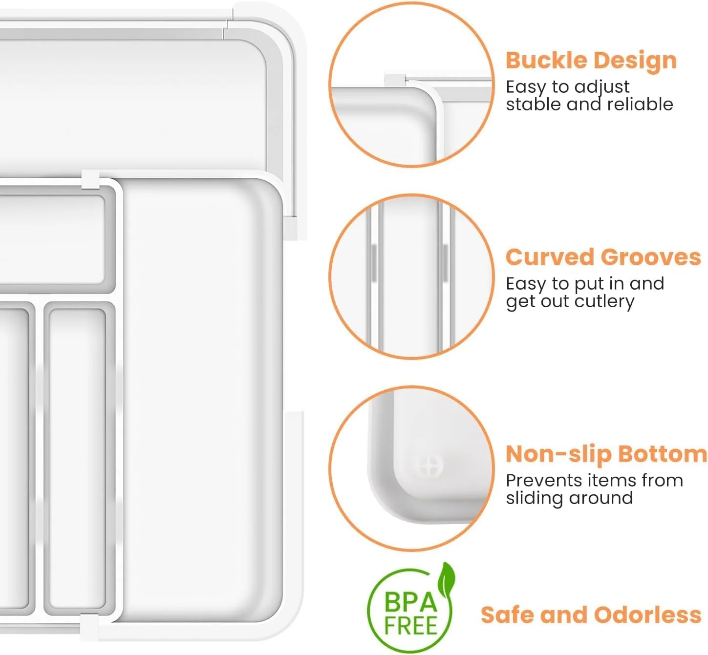 نکومی ارگنایزر بزرگتر کشو کارد و چنگال با 9 محفظه، ارگنایزر کشو آشپزخانه قابل گسترش 3 طرفه، ارگنایزر غیر لغزنده کشو لوازم، ارگنایزر بزرگ کشو برای قاشق، چنگال و چاقو (سفید) نکومی ارگنایزر بزرگتر کشو کارد و چنگال با 9 محفظه، ارگنایزر کشو آشپزخانه قابل گسترش 3 طرفه، ارگنایزر غیر لغزنده کشو لوازم، ارگنایزر بزرگ کشو برای قاشق، چنگال و چاقو (سفید)