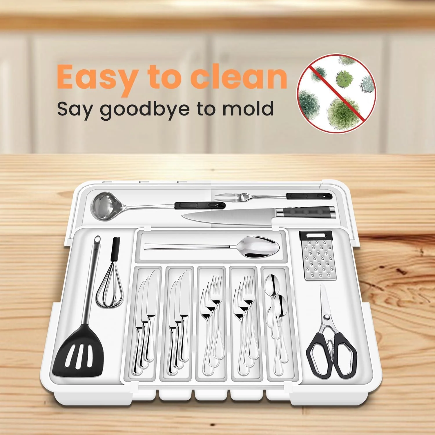 نکومی ارگنایزر بزرگتر کشو کارد و چنگال با 9 محفظه، ارگنایزر کشو آشپزخانه قابل گسترش 3 طرفه، ارگنایزر غیر لغزنده کشو لوازم، ارگنایزر بزرگ کشو برای قاشق، چنگال و چاقو (سفید) نکومی ارگنایزر بزرگتر کشو کارد و چنگال با 9 محفظه، ارگنایزر کشو آشپزخانه قابل گسترش 3 طرفه، ارگنایزر غیر لغزنده کشو لوازم، ارگنایزر بزرگ کشو برای قاشق، چنگال و چاقو (سفید)