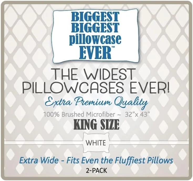 بزرگترین روبالشی تا به حال. بزرگترین و پهنترین روبالشی که تا به حال ساخته شده است! یک روبالشی بسیار بزرگ با عرض 32 اینچ! به راحتی حتی بزرگترین بالشها را نیز در بر میگیرد. بسته 2 عددی سفید کینگ بزرگترین روبالشی تا به حال. بزرگترین و پهنترین روبالشی که تا به حال ساخته شده است! یک روبالشی بسیار بزرگ با عرض 32 اینچ! به راحتی حتی بزرگترین بالشها را نیز در بر میگیرد. بسته 2 عددی سفید کینگ