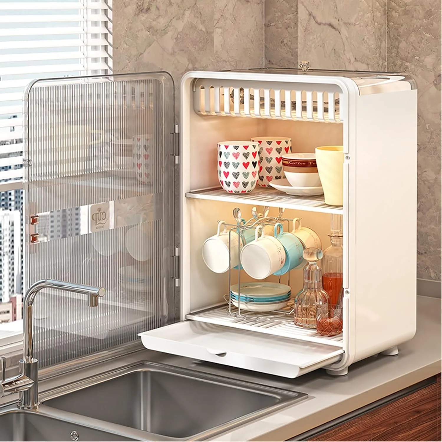 کابینت استند خشک کن ظروف U-HOOME، جاظرفی بزرگ ضد گرد و غبار برای خشک کردن شیشه شیر نوزاد، جعبه نگهداری و سازمان دهنده با درب، قفسه نگهداری آشپزخانه برای لیوان، بطری، کاسه و ماگ کابینت استند خشک کن ظروف U-HOOME، جاظرفی بزرگ ضد گرد و غبار برای خشک کردن شیشه شیر نوزاد، جعبه نگهداری و سازمان دهنده با درب، قفسه نگهداری آشپزخانه برای لیوان، بطری، کاسه و ماگ