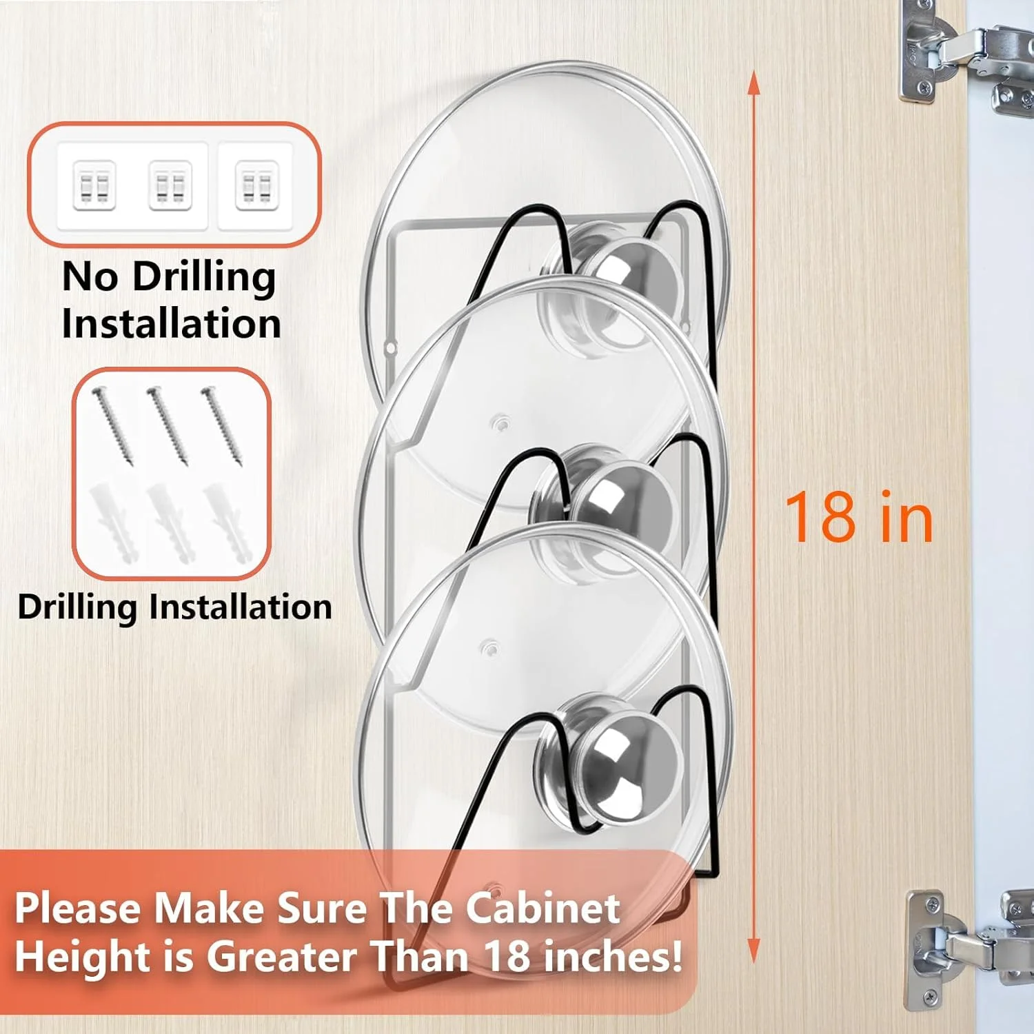 ارگانایزر درب قابلمه تزویق، بسته 2 عددی، نگهدارنده درب قابلمه 6 طبقه برای درب کابینت/دیوار صاف، نصب چسبی بدون نیاز به سوراخکاری، ضد زنگ، برای نگهداری در آشپزخانه، مشکی کلاسیک ارگانایزر درب قابلمه تزویق، بسته 2 عددی، نگهدارنده درب قابلمه 6 طبقه برای درب کابینت/دیوار صاف، نصب چسبی بدون نیاز به سوراخکاری، ضد زنگ، برای نگهداری در آشپزخانه، مشکی کلاسیک