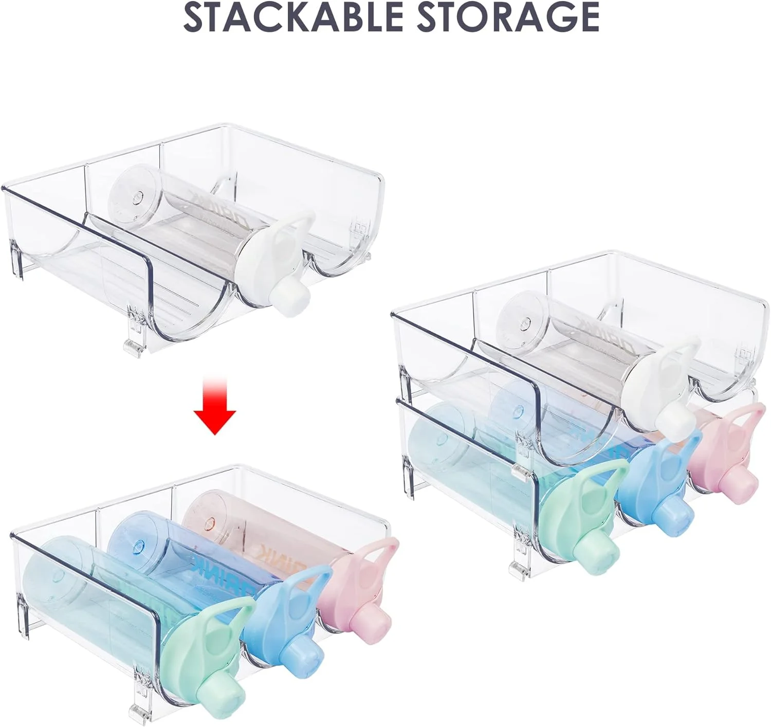 ارگانایزر بطری آب پلاستیکی TERRIFI، بسته 2 عددی قفسه نگهدارنده بطری قابل انباشت برای کابینت، روی میز آشپزخانه، سازماندهی انبار، یخچال، ارگانایزر فنجان ایستاده، نگهدارنده 6 بطری، شفاف ارگانایزر بطری آب پلاستیکی TERRIFI، بسته 2 عددی قفسه نگهدارنده بطری قابل انباشت برای کابینت، روی میز آشپزخانه، سازماندهی انبار، یخچال، ارگانایزر فنجان ایستاده، نگهدارنده 6 بطری، شفاف