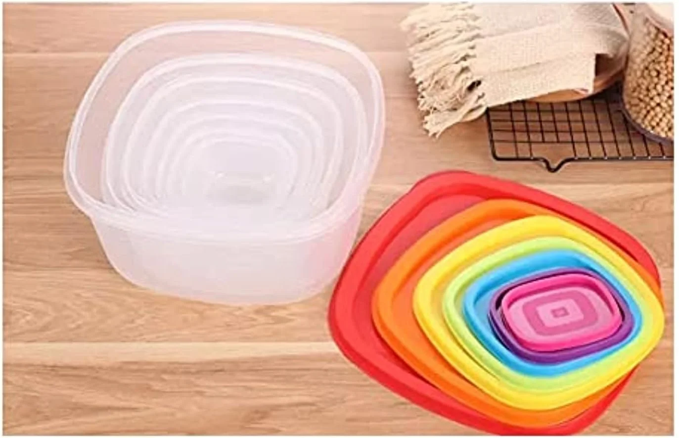 ظروف نگهداری مواد غذایی آشپزخانه - ست 6 تایی ظروف سازمان دهنده آشپزخانه با درب - ایده آل برای نگهداری غلات، آرد یا شکر - ضد هوا، قابل استفاده در فریزر، بدون BPA، شفاف، سازگار با محیط زیست ظروف نگهداری مواد غذایی آشپزخانه - ست 6 تایی ظروف سازمان دهنده آشپزخانه با درب - ایده آل برای نگهداری غلات، آرد یا شکر - ضد هوا، قابل استفاده در فریزر، بدون BPA، شفاف، سازگار با محیط زیست