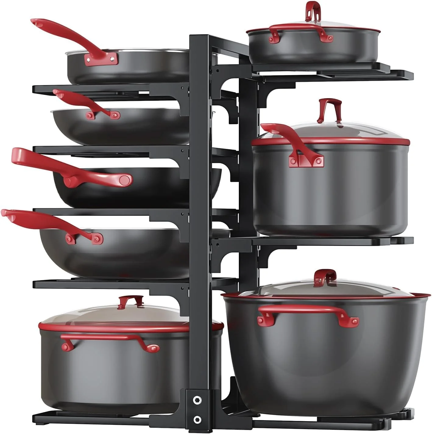 ارگانایزر قابلمه و تابه، قفسه 8 طبقه برای سازماندهی قابلمه و تابه داخل کابینت، ارگانایزر سنگین قابلمه و تابه برای زیر کابینت، نگهدارنده درب قابلمه قابل تنظیم برای انبار آشپزخانه برای نگهداری قابلمه های هلندی و تابه های چدنی ارگانایزر قابلمه و تابه، قفسه 8 طبقه برای سازماندهی قابلمه و تابه داخل کابینت، ارگانایزر سنگین قابلمه و تابه برای زیر کابینت، نگهدارنده درب قابلمه قابل تنظیم برای انبار آشپزخانه برای نگهداری قابلمه های هلندی و تابه های چدنی