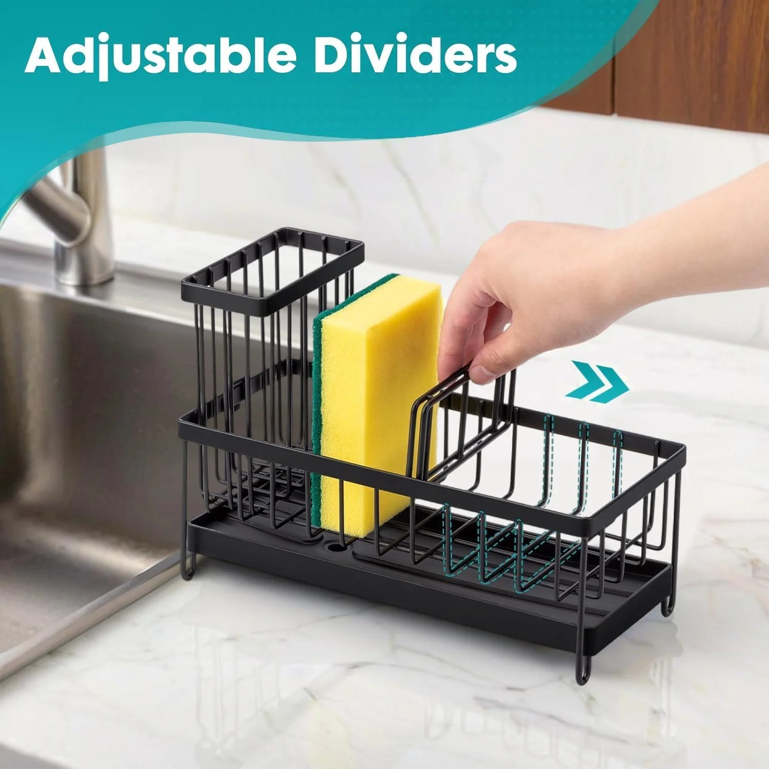 نگهدارنده اسفنج SPNOR برای سینک ظرفشویی، سازمان دهنده سینک ظرفشویی استیل ضد زنگ ضد زنگ، سازمان دهنده و لوازم ضروری برای نگهداری مایع ظرفشویی، 1 عدد