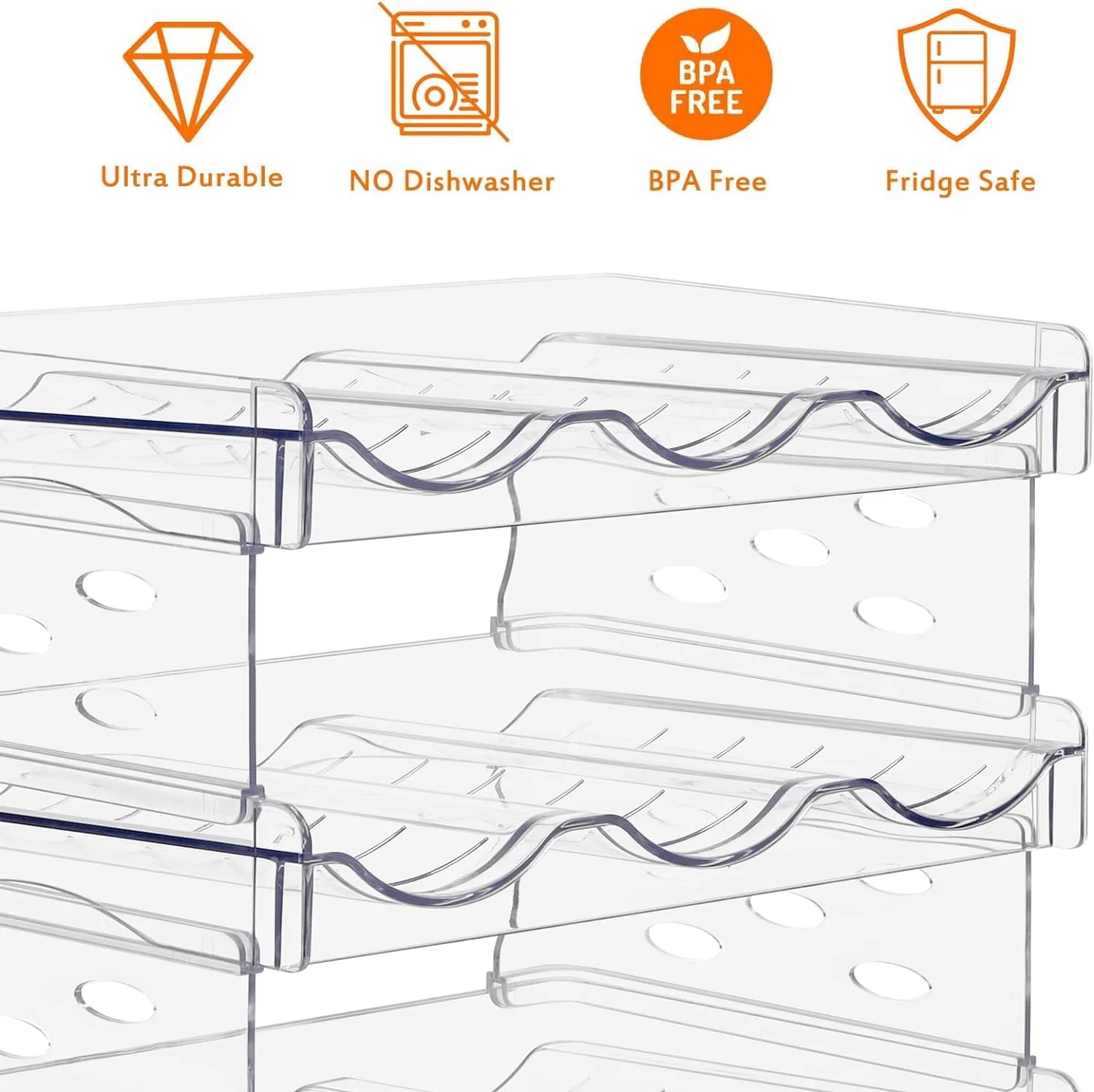 ارگانایزر بطری آب TAME برای کابینت، ارگانایزر نگهداری بطری آب، بسته 4 عددی قفسه نگهداری بطری آب، نگهدارنده بطری آب برای کابینت، قفسه نگهداری بطری آب قابل انباشت (12 بطری)
