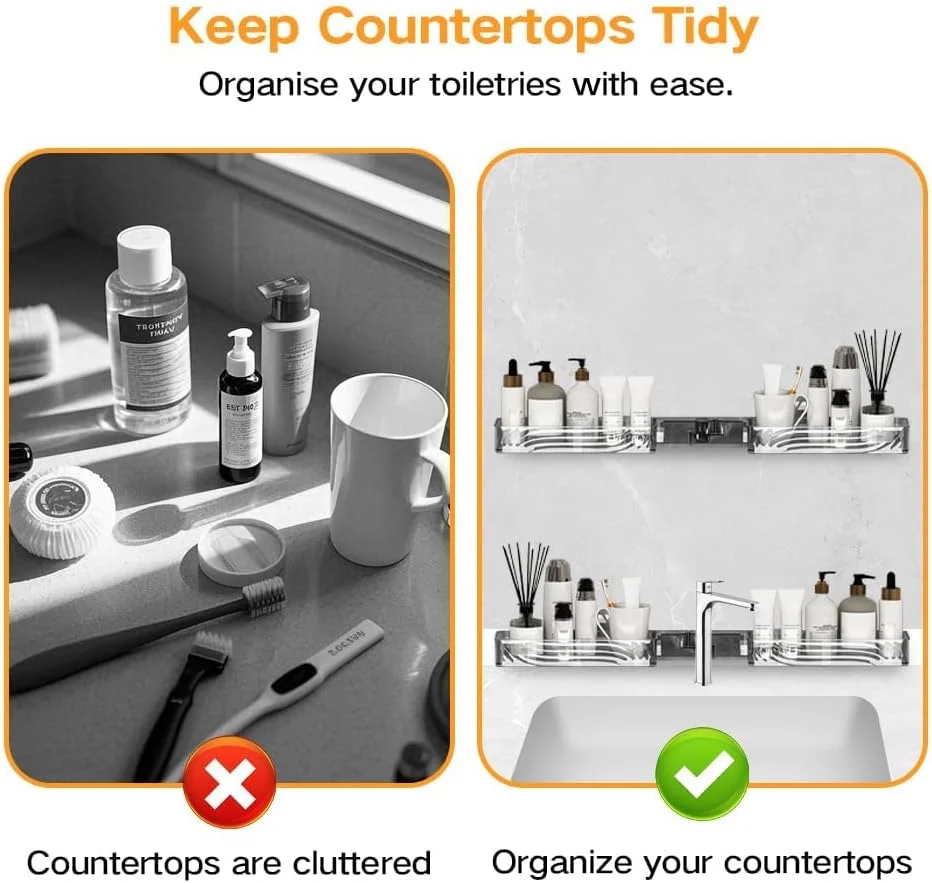 شلف بزرگ 24 اینچی با مکنده، قفسه سازمان دهنده قابل تنظیم بالای شیر آب، قفسه ذخیره سازی ضد زنگ برای پیشخوان آشپزخانه و حمام، بدون نیاز به سوراخ کاری شلف بزرگ 24 اینچی با مکنده، قفسه سازمان دهنده قابل تنظیم بالای شیر آب، قفسه ذخیره سازی ضد زنگ برای پیشخوان آشپزخانه و حمام، بدون نیاز به سوراخ کاری