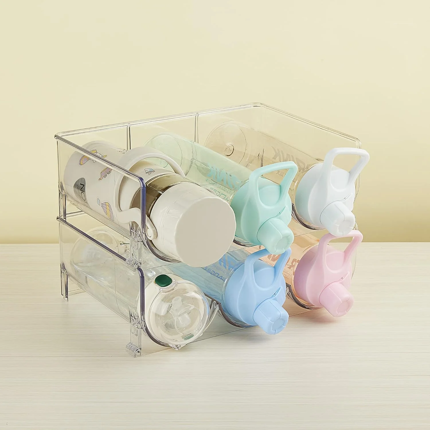 ارگانایزر بطری آب پلاستیکی TERRIFI، بسته 2 عددی قفسه نگهدارنده بطری قابل انباشت برای کابینت، روی میز آشپزخانه، سازماندهی انبار، یخچال، ارگانایزر فنجان ایستاده، نگهدارنده 6 بطری، شفاف ارگانایزر بطری آب پلاستیکی TERRIFI، بسته 2 عددی قفسه نگهدارنده بطری قابل انباشت برای کابینت، روی میز آشپزخانه، سازماندهی انبار، یخچال، ارگانایزر فنجان ایستاده، نگهدارنده 6 بطری، شفاف