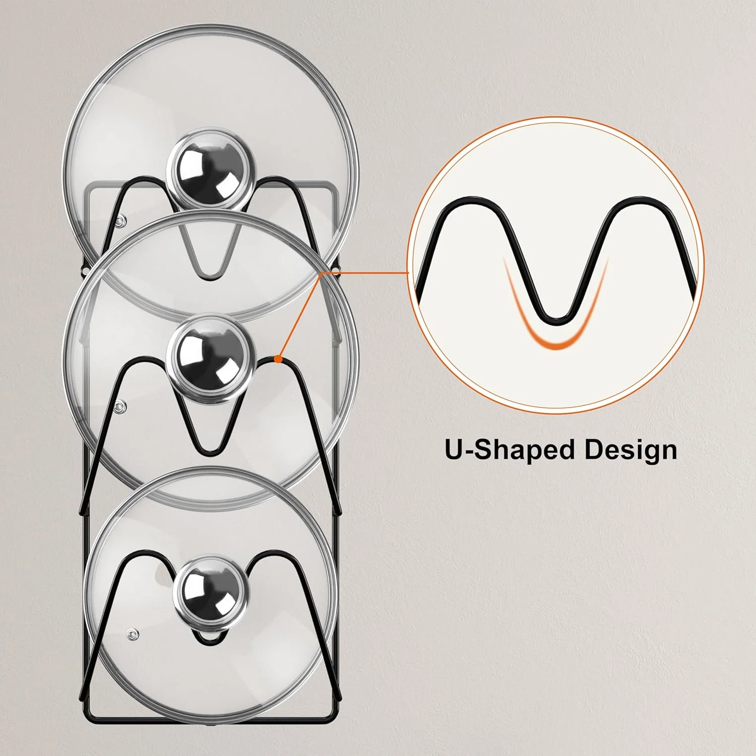 ارگانایزر درب قابلمه تزویق، بسته 2 عددی، نگهدارنده درب قابلمه 6 طبقه برای درب کابینت/دیوار صاف، نصب چسبی بدون نیاز به سوراخکاری، ضد زنگ، برای نگهداری در آشپزخانه، مشکی کلاسیک ارگانایزر درب قابلمه تزویق، بسته 2 عددی، نگهدارنده درب قابلمه 6 طبقه برای درب کابینت/دیوار صاف، نصب چسبی بدون نیاز به سوراخکاری، ضد زنگ، برای نگهداری در آشپزخانه، مشکی کلاسیک
