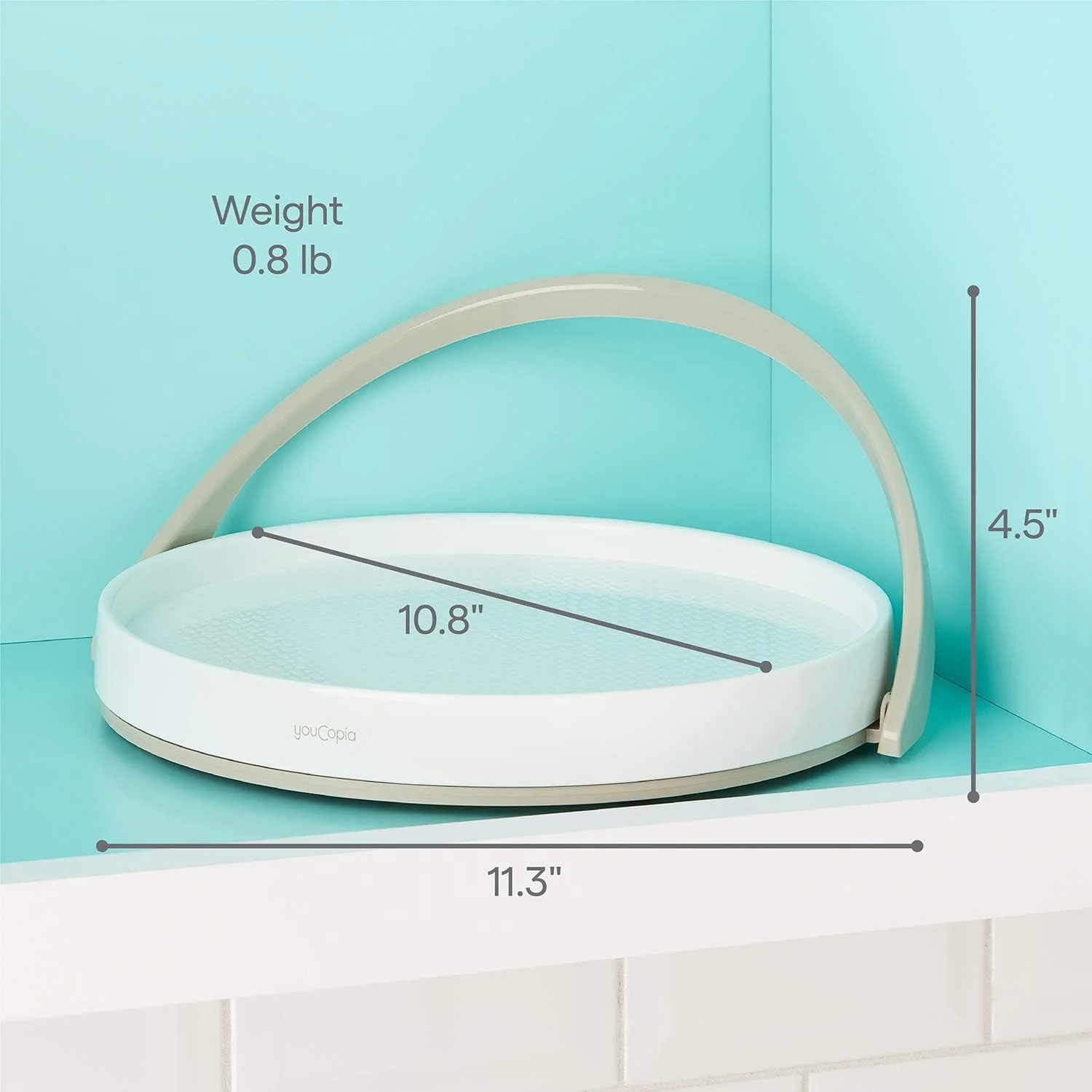 گرداننده کابینت آشپزخانه YouCopia Crazy Susan با قطر 28 سانتی متر، چرخش 360 درجه، مناسب برای نگهداری وسایل آشپزخانه، بدون نیاز به نصب، پلاستیک ABS بادوام، سفید گرداننده کابینت آشپزخانه YouCopia Crazy Susan با قطر 28 سانتی متر، چرخش 360 درجه، مناسب برای نگهداری وسایل آشپزخانه، بدون نیاز به نصب، پلاستیک ABS بادوام، سفید