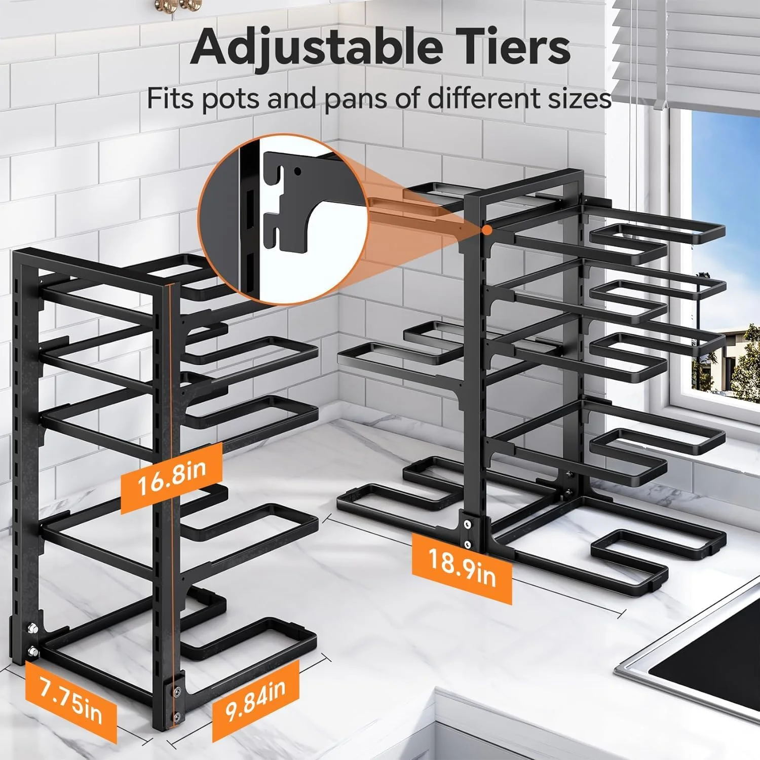 ارگانایزر قابلمه و تابه، قفسه 8 طبقه برای سازماندهی قابلمه و تابه داخل کابینت، ارگانایزر سنگین قابلمه و تابه برای زیر کابینت، نگهدارنده درب قابلمه قابل تنظیم برای انبار آشپزخانه برای نگهداری قابلمه های هلندی و تابه های چدنی ارگانایزر قابلمه و تابه، قفسه 8 طبقه برای سازماندهی قابلمه و تابه داخل کابینت، ارگانایزر سنگین قابلمه و تابه برای زیر کابینت، نگهدارنده درب قابلمه قابل تنظیم برای انبار آشپزخانه برای نگهداری قابلمه های هلندی و تابه های چدنی