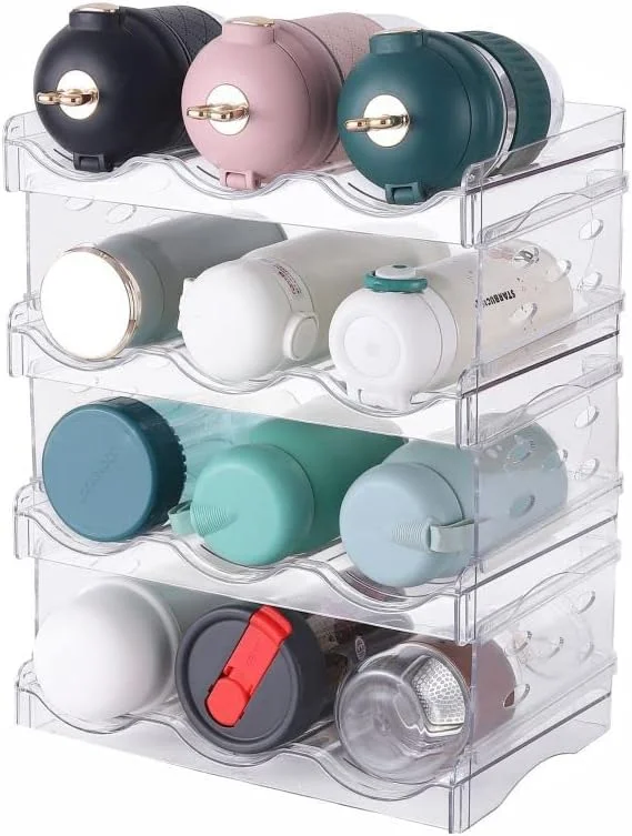 ارگانایزر بطری آب TAME برای کابینت، ارگانایزر نگهداری بطری آب، بسته 4 عددی قفسه نگهداری بطری آب، نگهدارنده بطری آب برای کابینت، قفسه نگهداری بطری آب قابل انباشت (12 بطری)