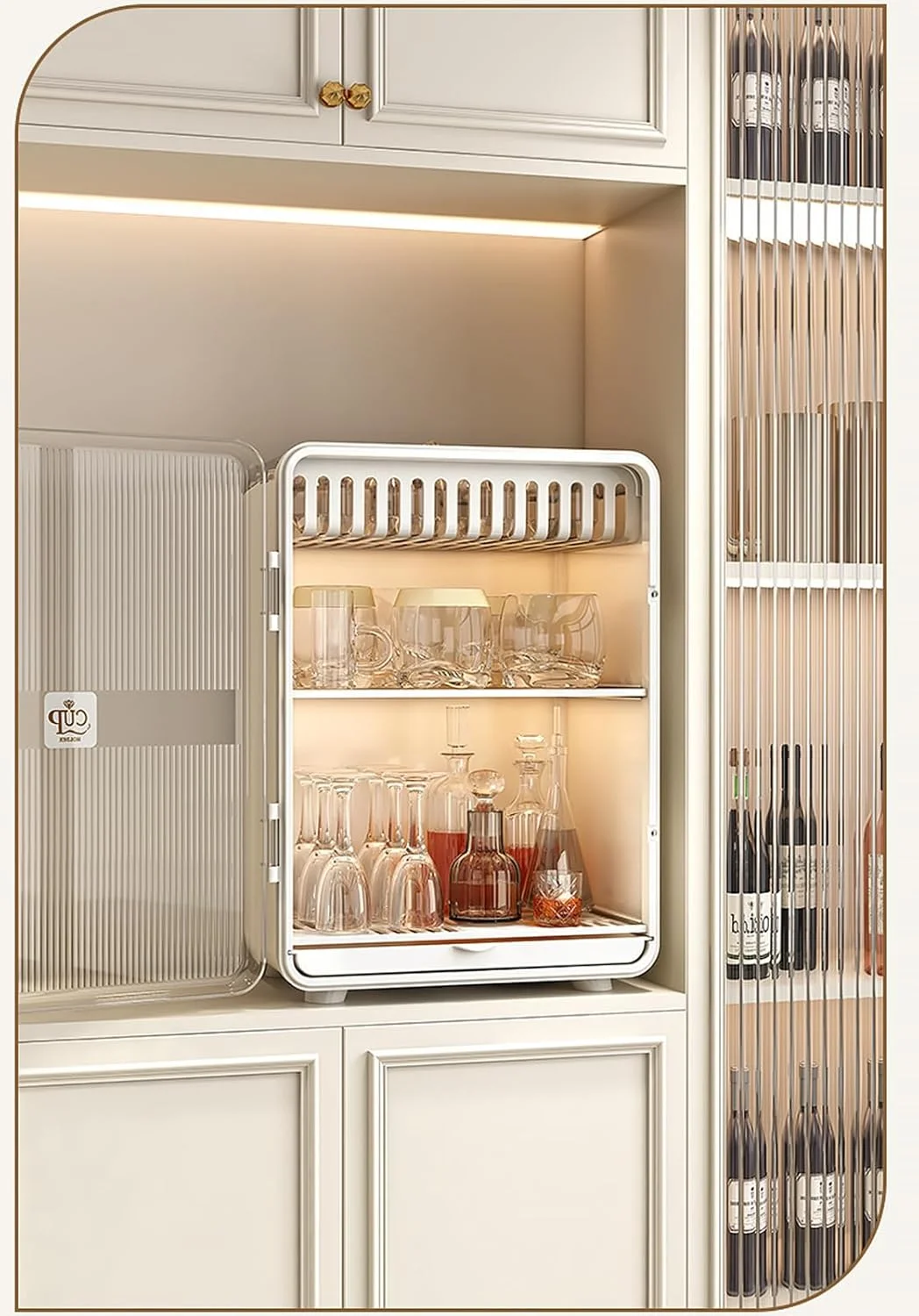 کابینت استند خشک کن ظروف U-HOOME، جاظرفی بزرگ ضد گرد و غبار برای خشک کردن شیشه شیر نوزاد، جعبه نگهداری و سازمان دهنده با درب، قفسه نگهداری آشپزخانه برای لیوان، بطری، کاسه و ماگ