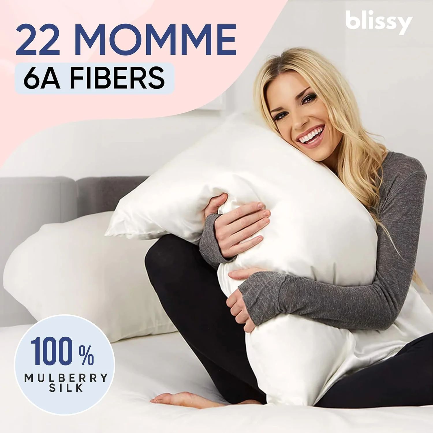 روبالشی ابریشمی Blissy - ابریشم خالص توت 100% - الیاف درجه یک 6A با تراکم 22 Momme - روکش بالش ساتن برای مو و پوست - سایز استاندارد، کوئین و کینگ با زیپ مخفی روبالشی ابریشمی Blissy - ابریشم خالص توت 100% - الیاف درجه یک 6A با تراکم 22 Momme - روکش بالش ساتن برای مو و پوست - سایز استاندارد، کوئین و کینگ با زیپ مخفی