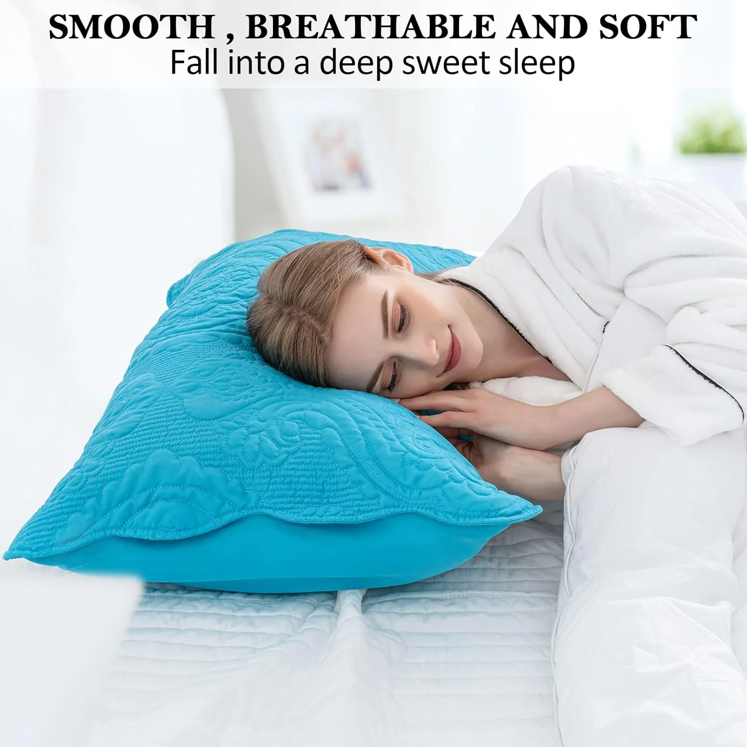 ست روبالشی 2 عددی BOSOWOS سایز کویین، روبالشی های گلدوزی شده با چین های آبی 50x75 سانتی متر، روبالشی های تزئینی میکروفایبر نرم و قابل تنفس، بسته 2 عددی با بستن پاکتی مناسب برای ملحفه تخت خواب منزل ست روبالشی 2 عددی BOSOWOS سایز کویین، روبالشی های گلدوزی شده با چین های آبی 50x75 سانتی متر، روبالشی های تزئینی میکروفایبر نرم و قابل تنفس، بسته 2 عددی با بستن پاکتی مناسب برای ملحفه تخت خواب منزل