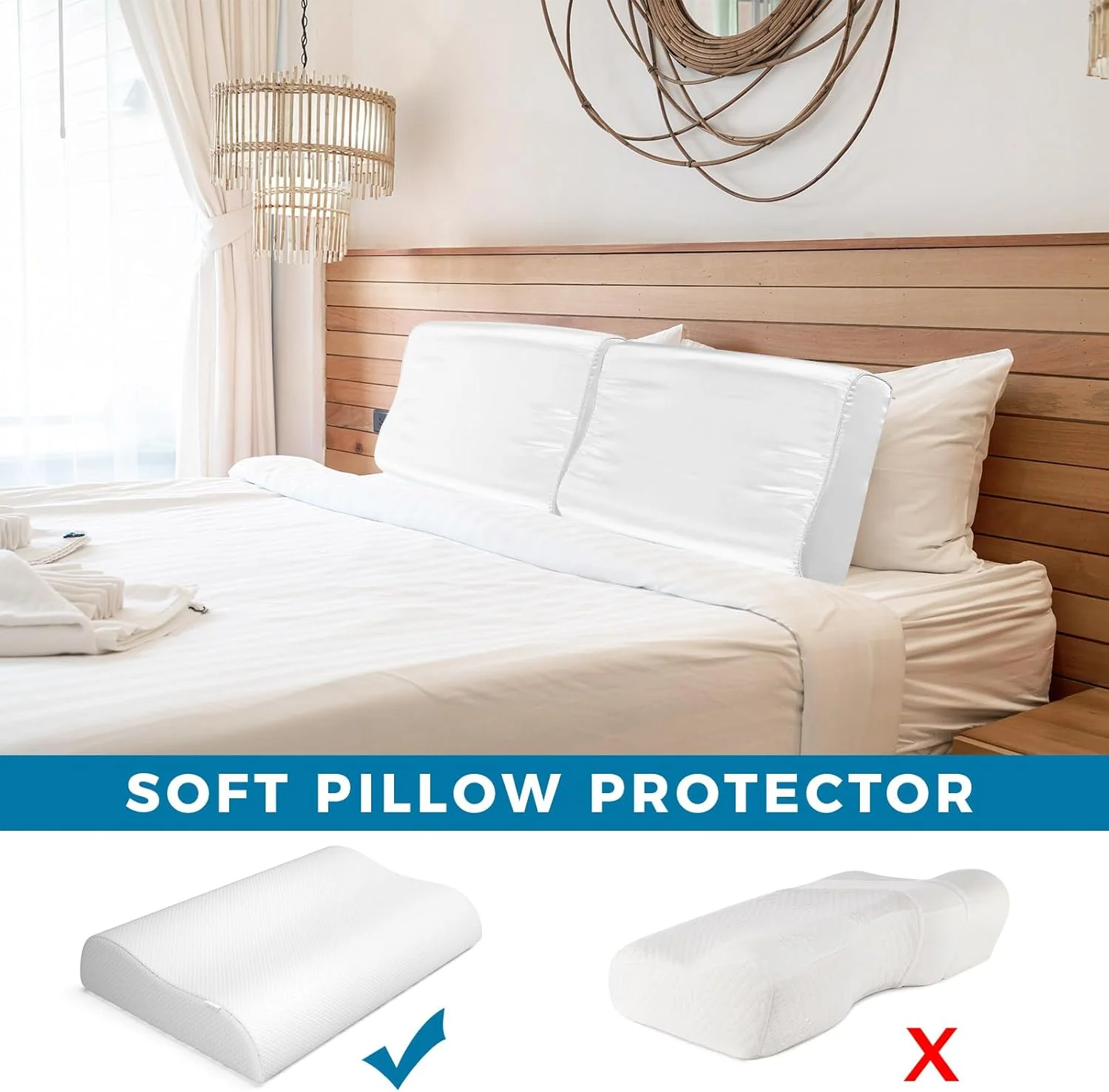 روکش بالش ابریشمی مصنوعی Breling، بسته 2 عددی، سایز 50x30 سانتی متر، مناسب بالش های گردنی فوم حافظه دار، روکش ساتن برای بالش های موج دار، سفید روکش بالش ابریشمی مصنوعی Breling، بسته 2 عددی، سایز 50x30 سانتی متر، مناسب بالش های گردنی فوم حافظه دار، روکش ساتن برای بالش های موج دار، سفید