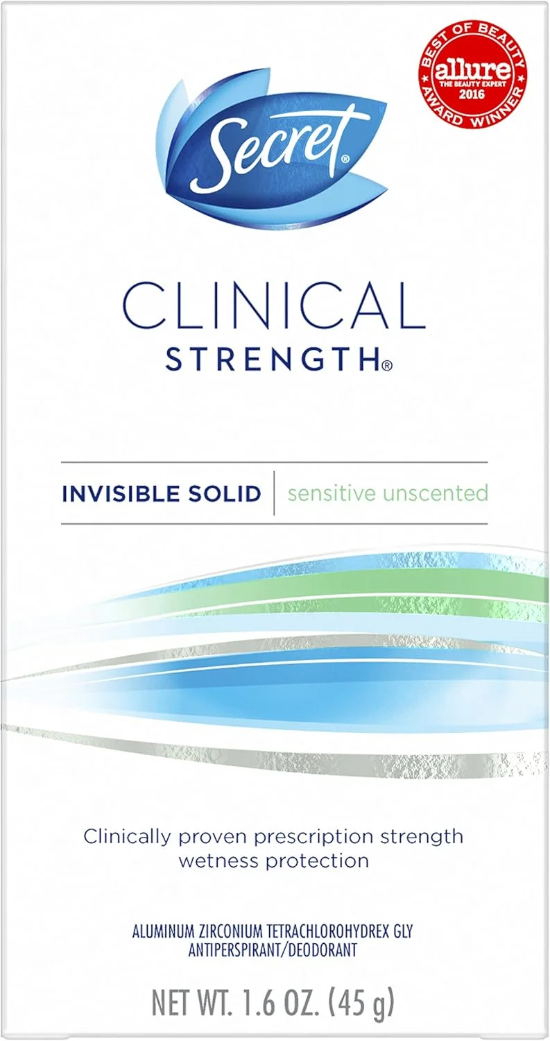 دئودورانت ضد تعریق زنانه سکرت، قدرت کلینیکی، جامد نامرئی، بدون عطر و مناسب پوست حساس، 45 گرم