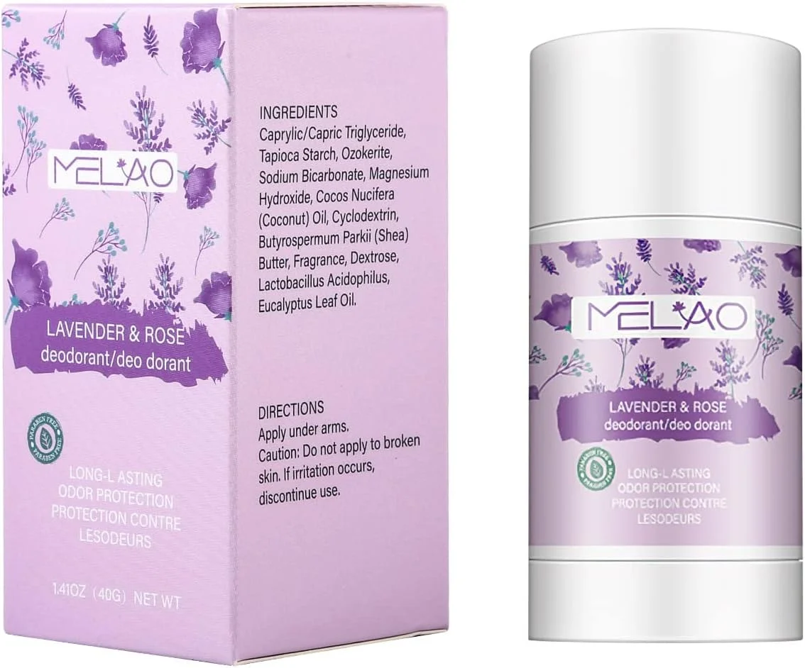 دئودورانت طبیعی برای زنان و مردان بدون آلومینیوم، دئودورانت ضد تعریق بدن، دئودورانت کرم استیکی جامد، کنترل طولانی مدت بو و از بین برنده بوی عرق زیر بغل (اسطوخودوس رز نوع 40 گرمی)