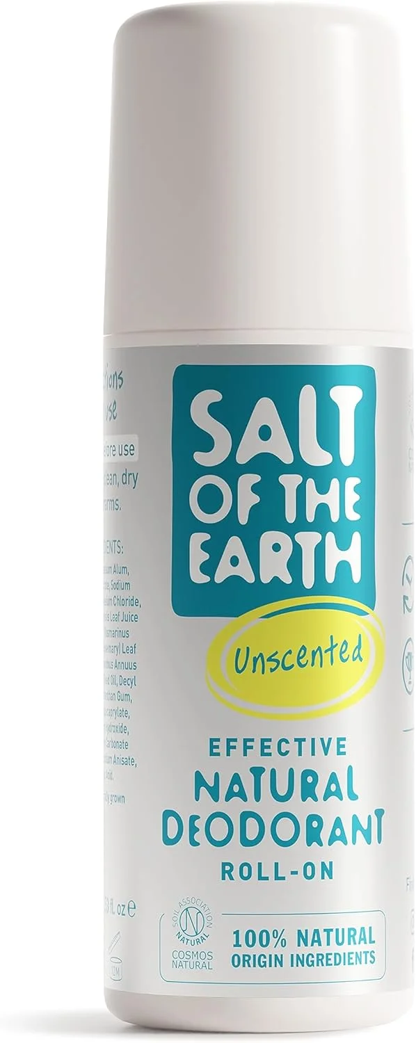دئودورانت رولی طبیعی بدون عطر Salt of the Earth - محافظت موثر، 100% مواد اولیه طبیعی، وگان، بدون عطر، مناسب برای زنان، مردان و کودکان - بدون بو - 75 میلی لیتر