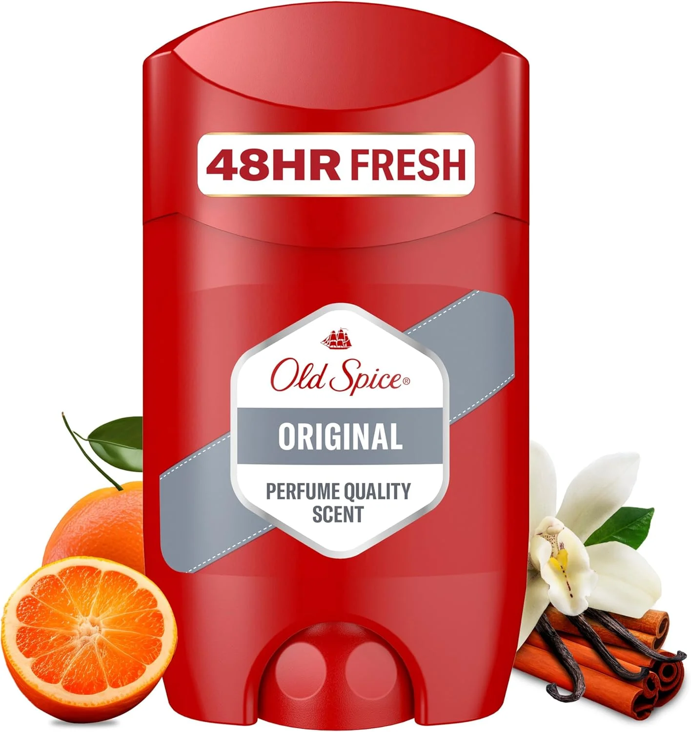 Old Spice Original Deodorant Stick for Men, 50 ml, 48H Fresh, Long-Lasting Fragrance in Perfume Quality, 0% Aluminium Salts, No Stains on Black and White, Made from 50% Recycled Plastic