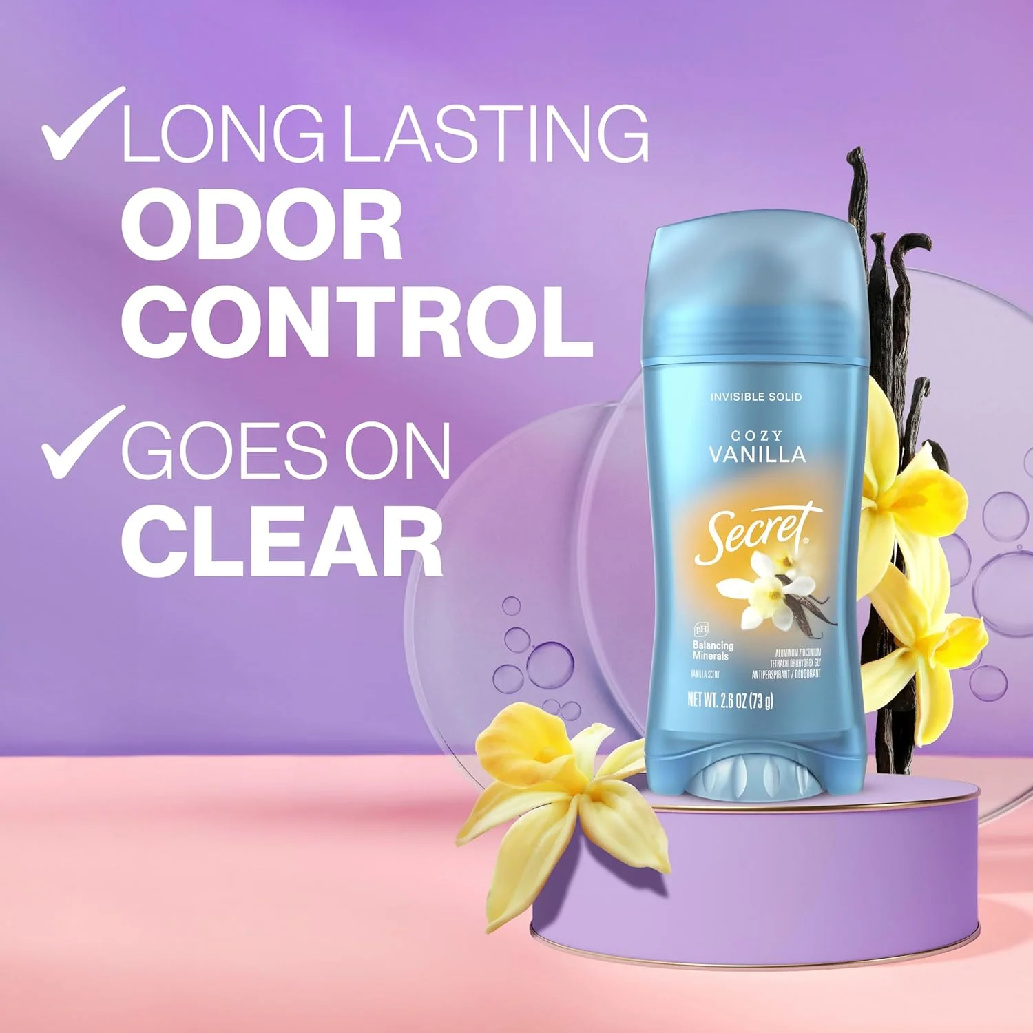 مام ضد تعریق و دئودورانت زنانه سکرت، جامد نامرئی با رایحه وانیل، 74 گرم (بسته 3 عددی)