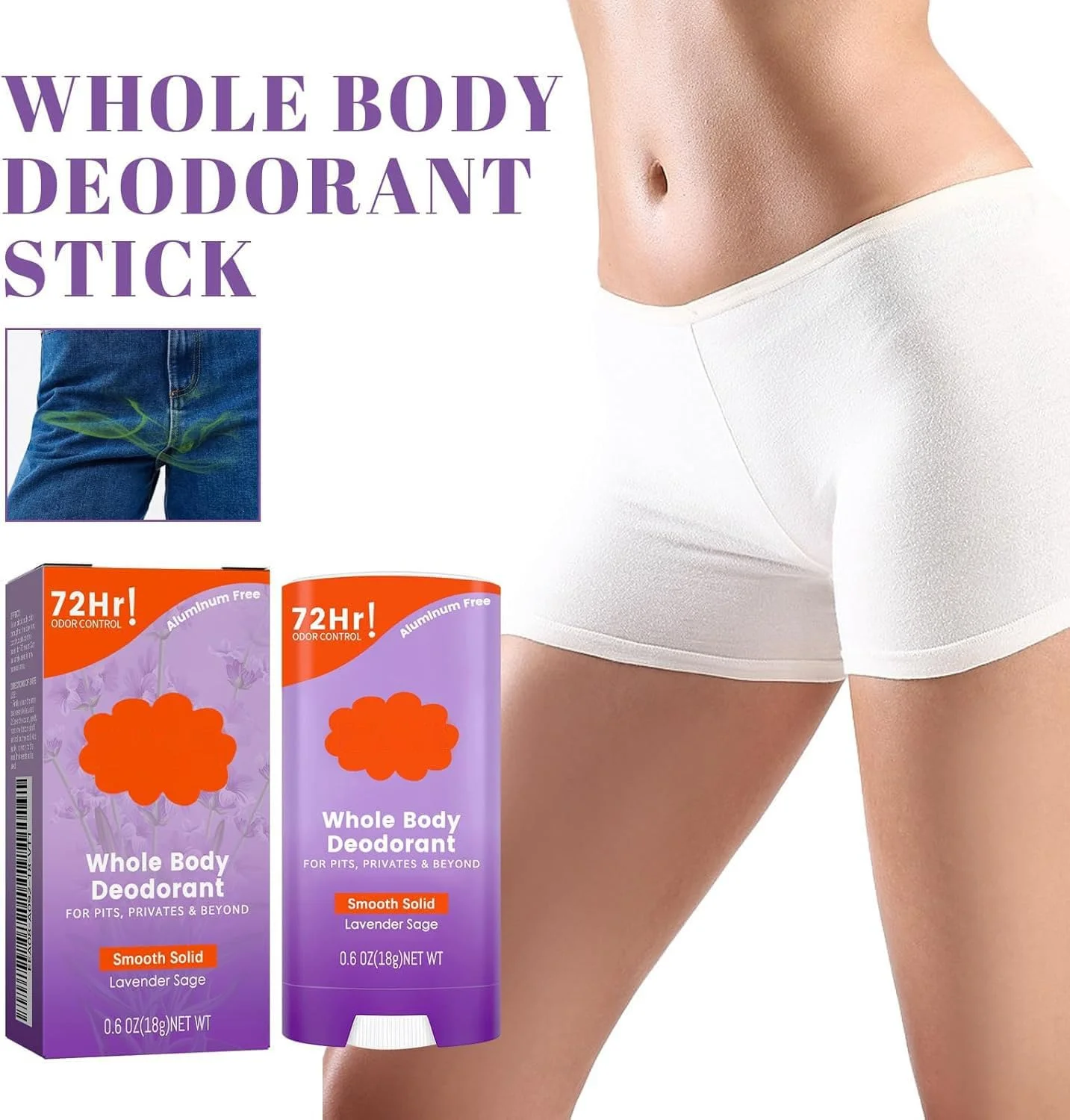 استیک دئودورانت جامد صاف برای کل بدن، کنترل بوی 72 ساعته، بدون آلومینیوم و جوش شیرین، ایمن برای پوست - اسطوخودوس مریم گلی