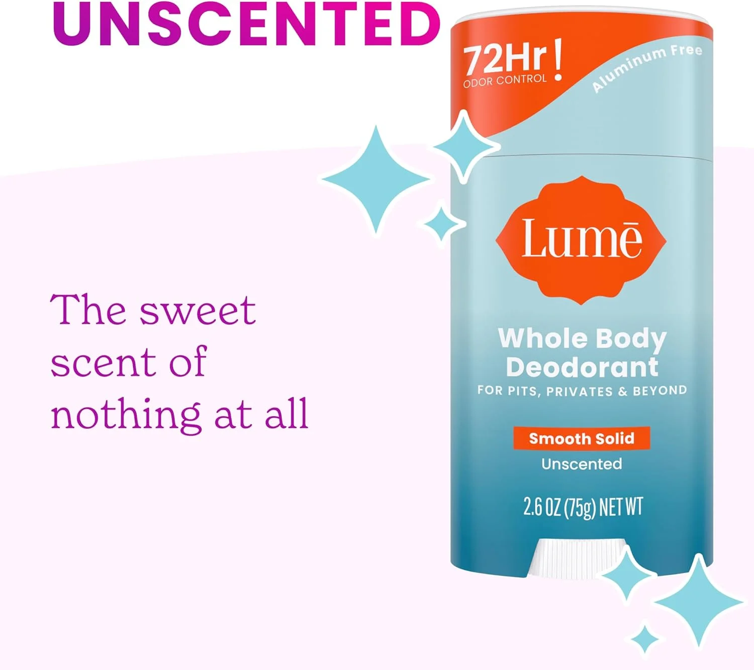 LUME (Unscented) - Natural Solid Deodorant Stick - Whole Body Deodorant - Aluminium-Free, Baking Soda-Free, Hypoallergenic, Safe For Sensitive Skin - 77ml Solid Stick (Unscented) LUME (Unscented) - Natural Solid Deodorant Stick - Whole Body Deodorant - Aluminium-Free, Baking Soda-Free, Hypoallergenic, Safe For Sensitive Skin - 77ml Solid Stick (Unscented)