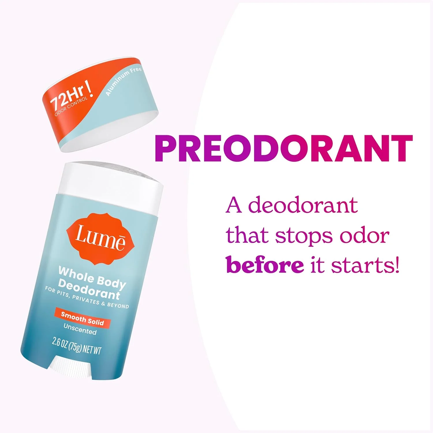 LUME (Unscented) - Natural Solid Deodorant Stick - Whole Body Deodorant - Aluminium-Free, Baking Soda-Free, Hypoallergenic, Safe For Sensitive Skin - 77ml Solid Stick (Unscented) LUME (Unscented) - Natural Solid Deodorant Stick - Whole Body Deodorant - Aluminium-Free, Baking Soda-Free, Hypoallergenic, Safe For Sensitive Skin - 77ml Solid Stick (Unscented)