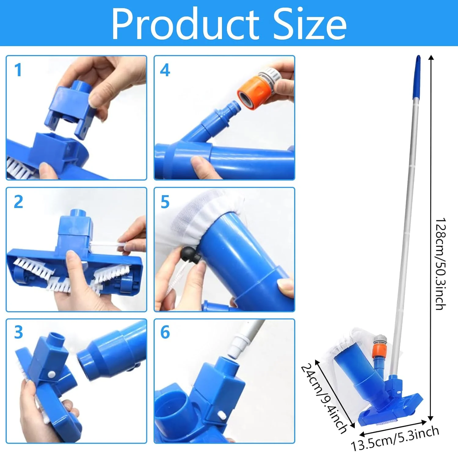 مجموعه جاروبرقی کف استخر Giugio، جاروبرقی استخر، جاروبرقی کف تلسکوپی، جاروبرقی قابل حمل برای استخر شنا، فواره، حوض، وان آب گرم، حمام و اسپا