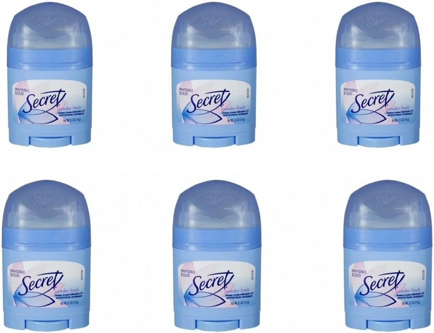 Secret Invisible Solid Antiperspirant and Deodorant, Powder Fresh, 0.5 Ounce Travel Size (Pack of 6)