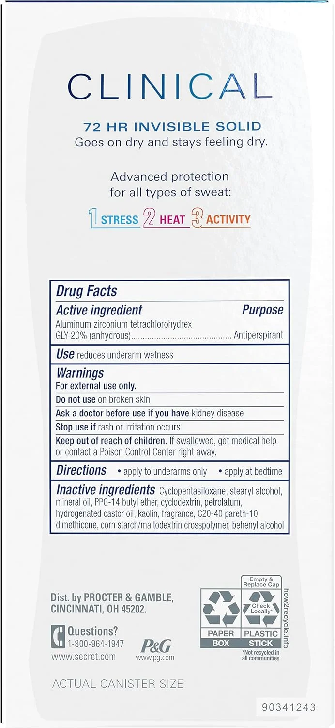 Secret Stress Response Antiperspirant Deodorant 48HR Invisible Solid + ProVitamin B5, 2.6 OZ (Pack of 3) Secret Stress Response Antiperspirant Deodorant 48HR Invisible Solid + ProVitamin B5, 2.6 OZ (Pack of 3)