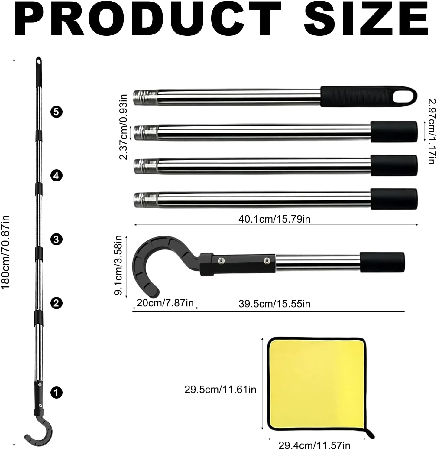 قلاب FINELYCR برای ربات های استخر، قلاب های جانبی برای جاروبرقی ربات استخر با 5 میله استیل ضد زنگ قابل جابجایی، قلاب های لوازم جانبی تمیز کننده استخر 180 سانتی متری، برای تمیز کردن عمومی استخر، استخر شنا قلاب FINELYCR برای ربات های استخر، قلاب های جانبی برای جاروبرقی ربات استخر با 5 میله استیل ضد زنگ قابل جابجایی، قلاب های لوازم جانبی تمیز کننده استخر 180 سانتی متری، برای تمیز کردن عمومی استخر، استخر شنا