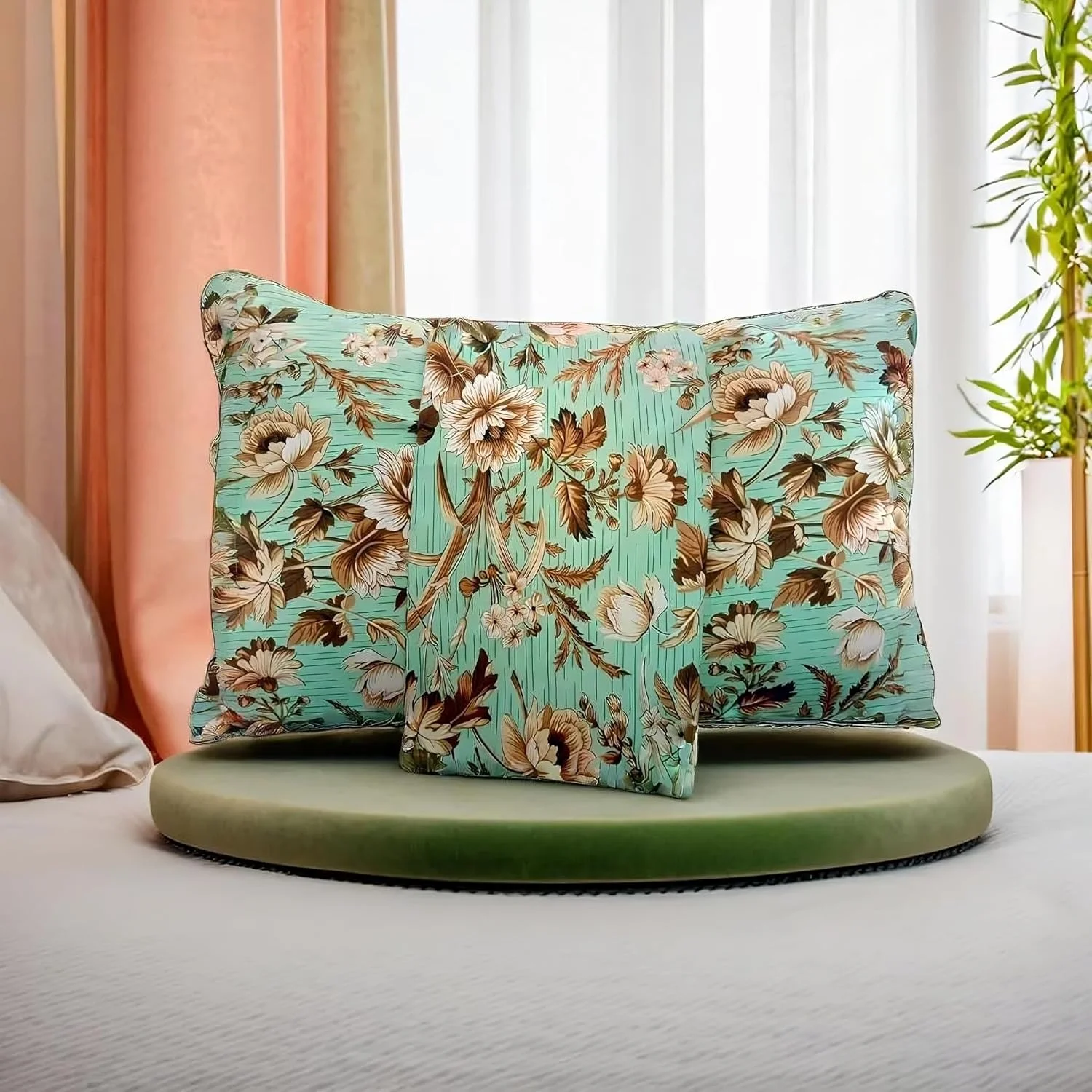 روکش کوسن طرح مدرن، گل های قهوه ای رنگارنگ و سبز چاپ شده دو طرفه، روکش کوسن تزئینی زیپ دار سایز کویین 50x70 سانتی متر (بسته 2 عددی) روکش کوسن طرح مدرن، گل های قهوه ای رنگارنگ و سبز چاپ شده دو طرفه، روکش کوسن تزئینی زیپ دار سایز کویین 50x70 سانتی متر (بسته 2 عددی)