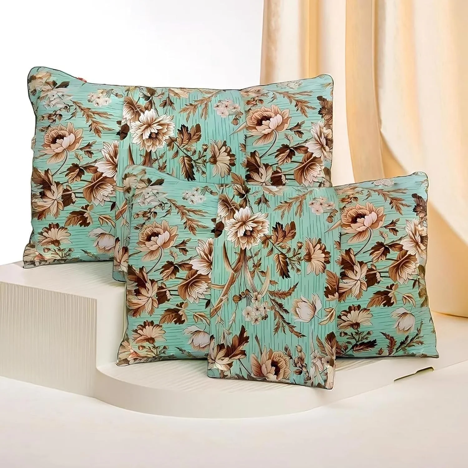 روکش کوسن طرح مدرن، گل های قهوه ای رنگارنگ و سبز چاپ شده دو طرفه، روکش کوسن تزئینی زیپ دار سایز کویین 50x70 سانتی متر (بسته 2 عددی) روکش کوسن طرح مدرن، گل های قهوه ای رنگارنگ و سبز چاپ شده دو طرفه، روکش کوسن تزئینی زیپ دار سایز کویین 50x70 سانتی متر (بسته 2 عددی)