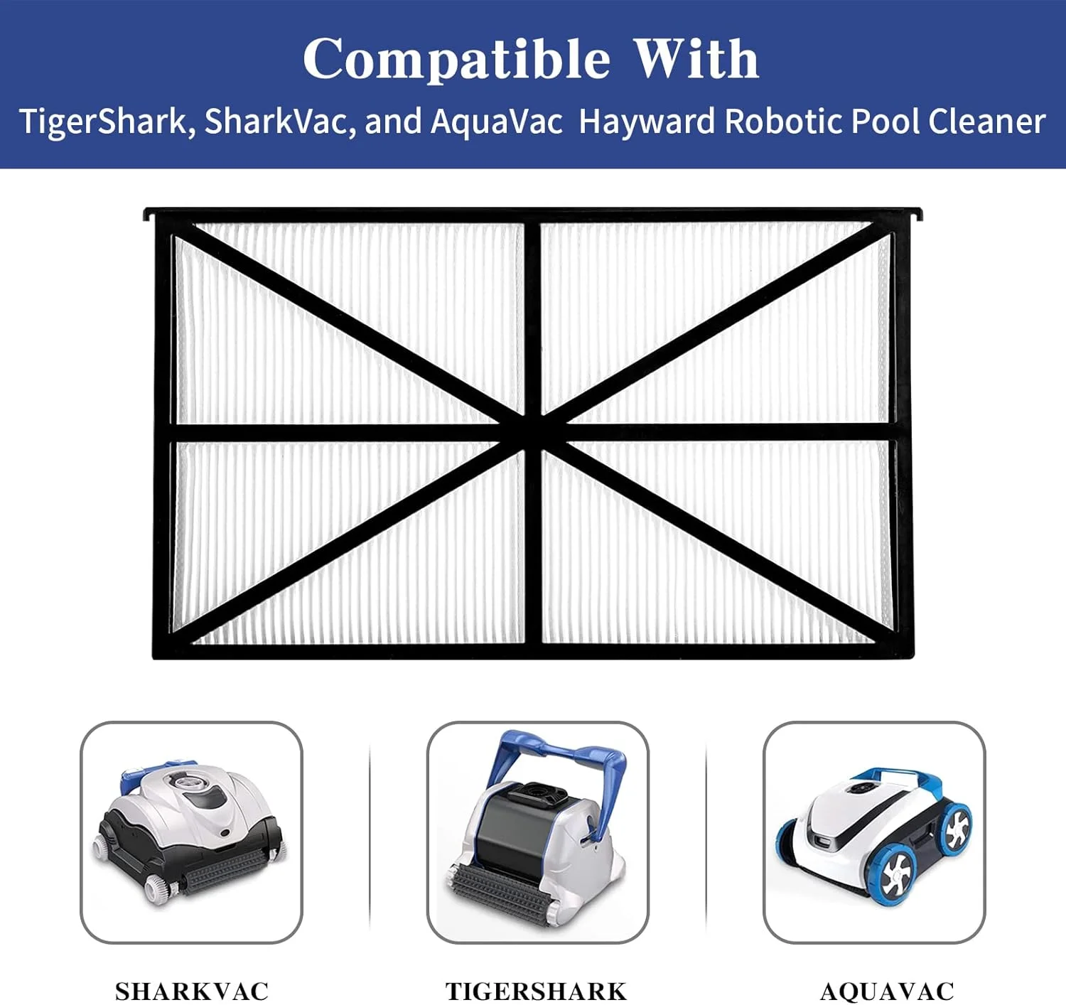 SUNRRA Ultra Fine Filter Compatible with TigerShark, SharkVac & AquaVac Robotic Pool & Tub Cleaner Robots, Part# RCX70101PAK2, Pleated Pool Cleaner Replacement Part, 4 Packs SUNRRA Ultra Fine Filter Compatible with TigerShark, SharkVac & AquaVac Robotic Pool & Tub Cleaner Robots, Part# RCX70101PAK2, Pleated Pool Cleaner Replacement Part, 4 Packs