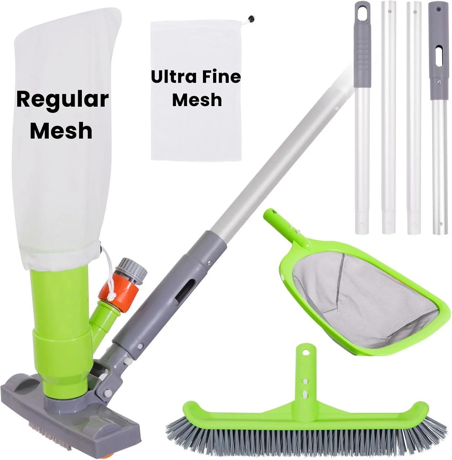 کیت نظافت استخر دلوکس سپترل شامل جاروبرقی جت اسپا، برس استخر، تور نیمه عمیق و دسته قابل تنظیم 57.5 اینچی، ایده آل برای تمیز کردن استخرهای روی زمین، استخر بادی