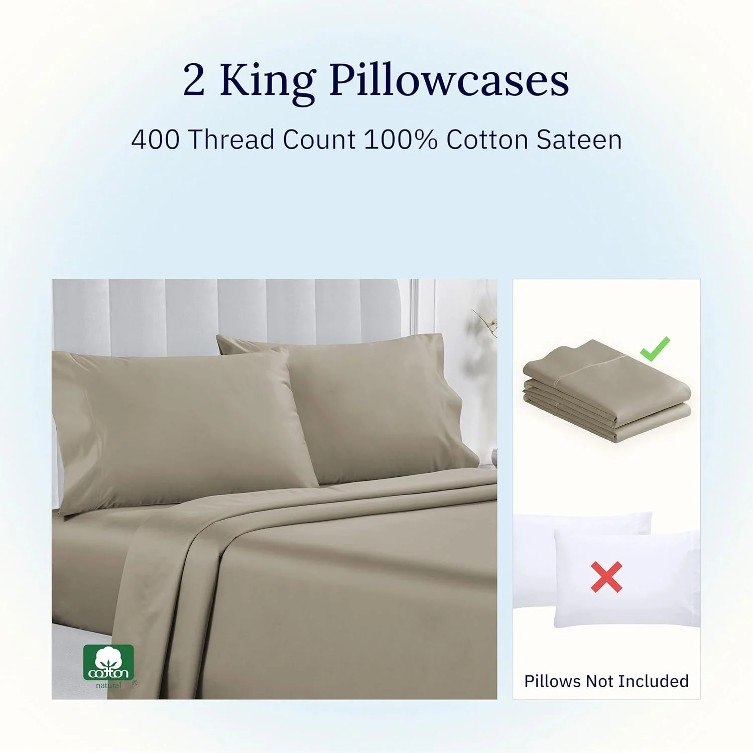 روبالشی های 100% پنبه کالیفرنیا دیزاین دن، ست 2 عددی روبالشی، مناسب برای بالش های سایز کینگ، روبالشی های ساتن لوکس با تراکم 400، هماهنگ با ملحفه های با تراکم 400 (Taupe) روبالشی های 100% پنبه کالیفرنیا دیزاین دن، ست 2 عددی روبالشی، مناسب برای بالش های سایز کینگ، روبالشی های ساتن لوکس با تراکم 400، هماهنگ با ملحفه های با تراکم 400 (Taupe)