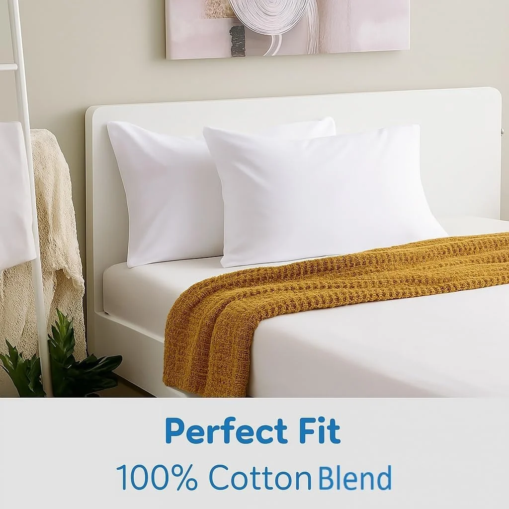 روبالشی های سفید با کیفیت عالی Comfort Beddings، ترکیب 100% پنبه، سوپرکینگ، بسته 2 عددی، فوق العاده نرم با بستن پاکتی (سایز سوپرکینگ 50cm x 90cm) روبالشی های سفید با کیفیت عالی Comfort Beddings، ترکیب 100% پنبه، سوپرکینگ، بسته 2 عددی، فوق العاده نرم با بستن پاکتی (سایز سوپرکینگ 50cm x 90cm)