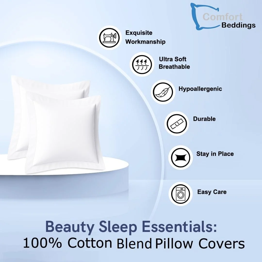 روبالشی های با کیفیت صادراتی Comfort Beddings، مخلوط پنبه 100%، بسته 2 عددی روبالشی مربعی - سفید (سایز قاره ای/مربعی 70x70 سانتی متر) روبالشی های با کیفیت صادراتی Comfort Beddings، مخلوط پنبه 100%، بسته 2 عددی روبالشی مربعی - سفید (سایز قاره ای/مربعی 70x70 سانتی متر)